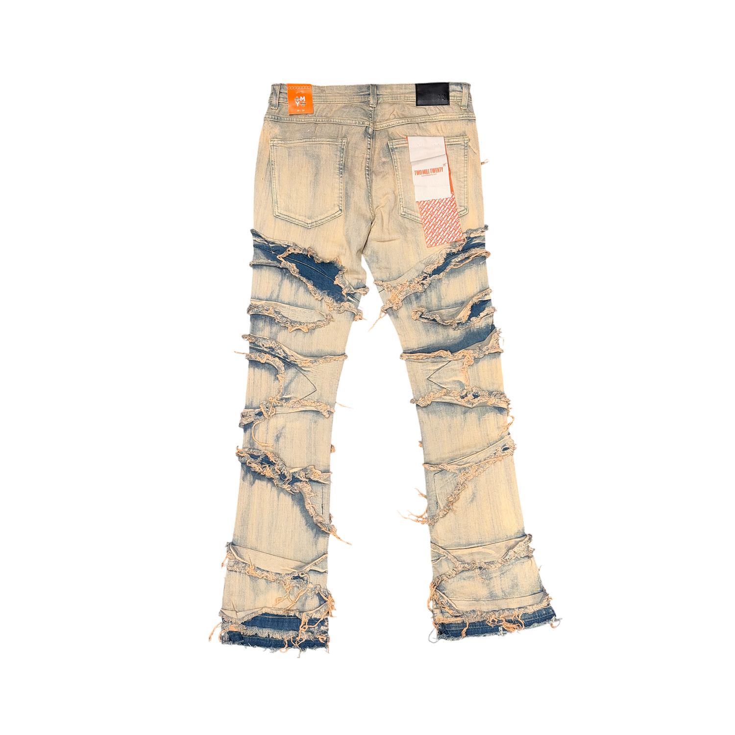 Men's TWO MILL TWENTY Frayed Slashed Boot Cut Jeans Antique