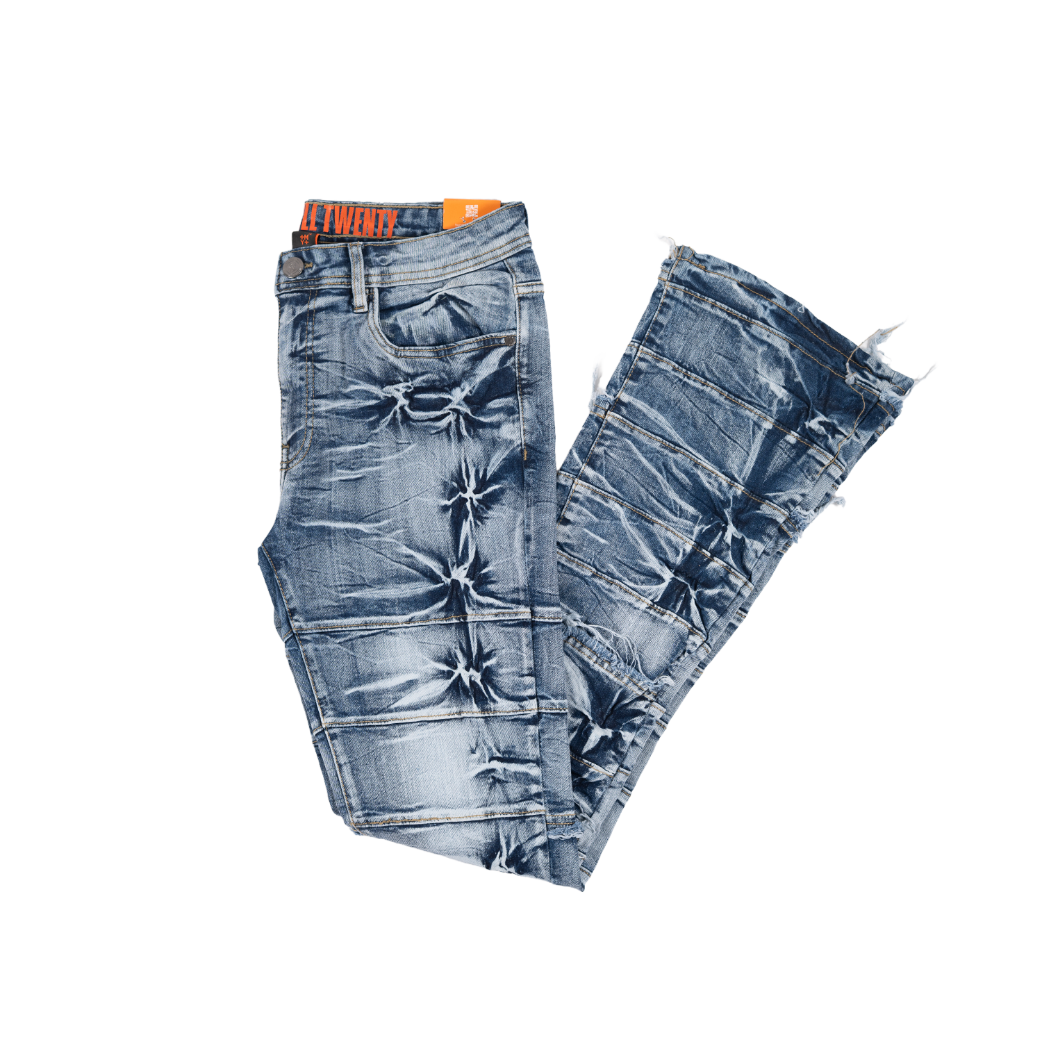 Men's TWO MILL TWENTY Tie Dye Boot Cut Jeans Light Indigo