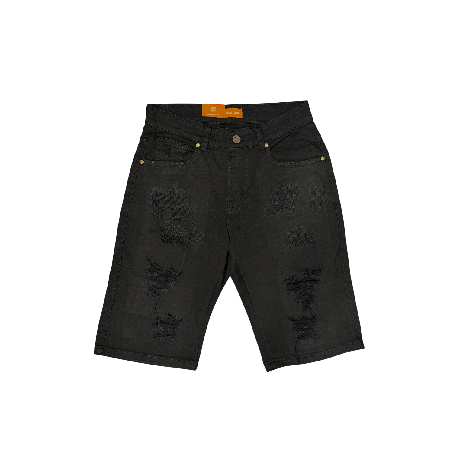 Men's Ripped Distressed Denim Jean Shorts | Jet Black