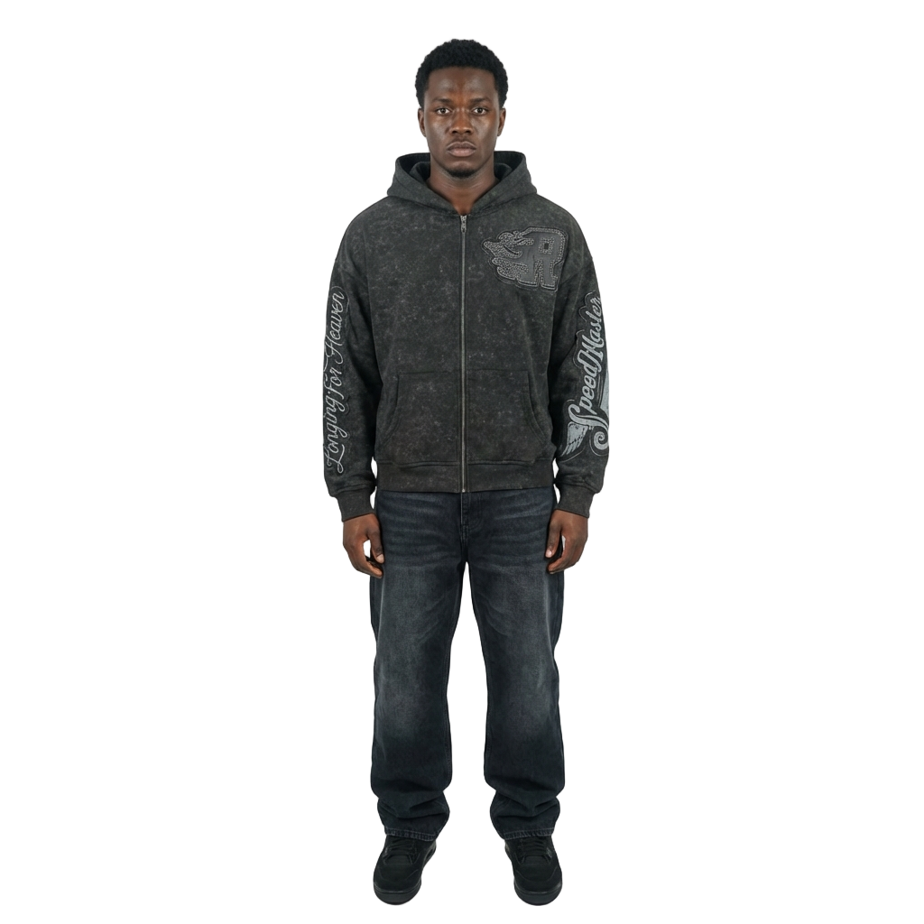 Men's TWO MILL TWENTY Rebel Zip Hoodie Black