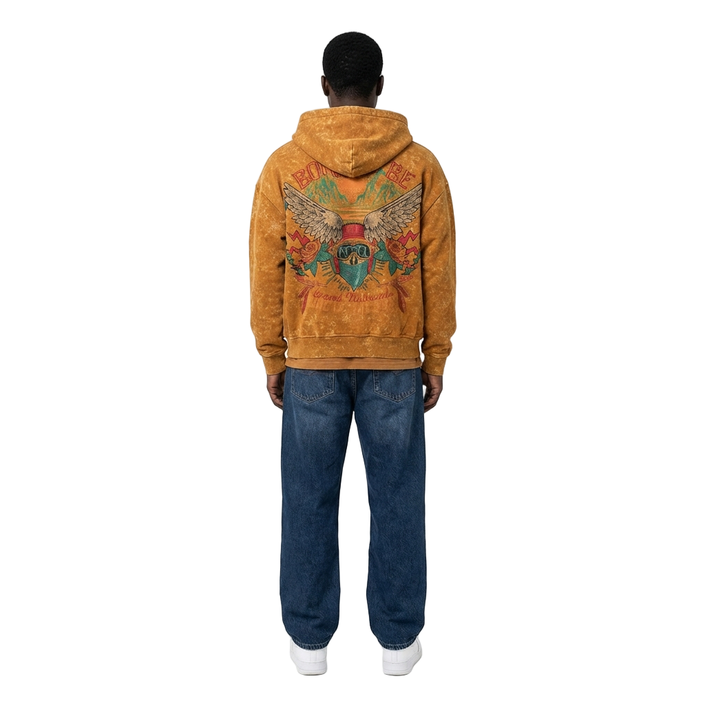 Men's TWO MILL TWENTY Rebel Zip Hoodie Timber Brown