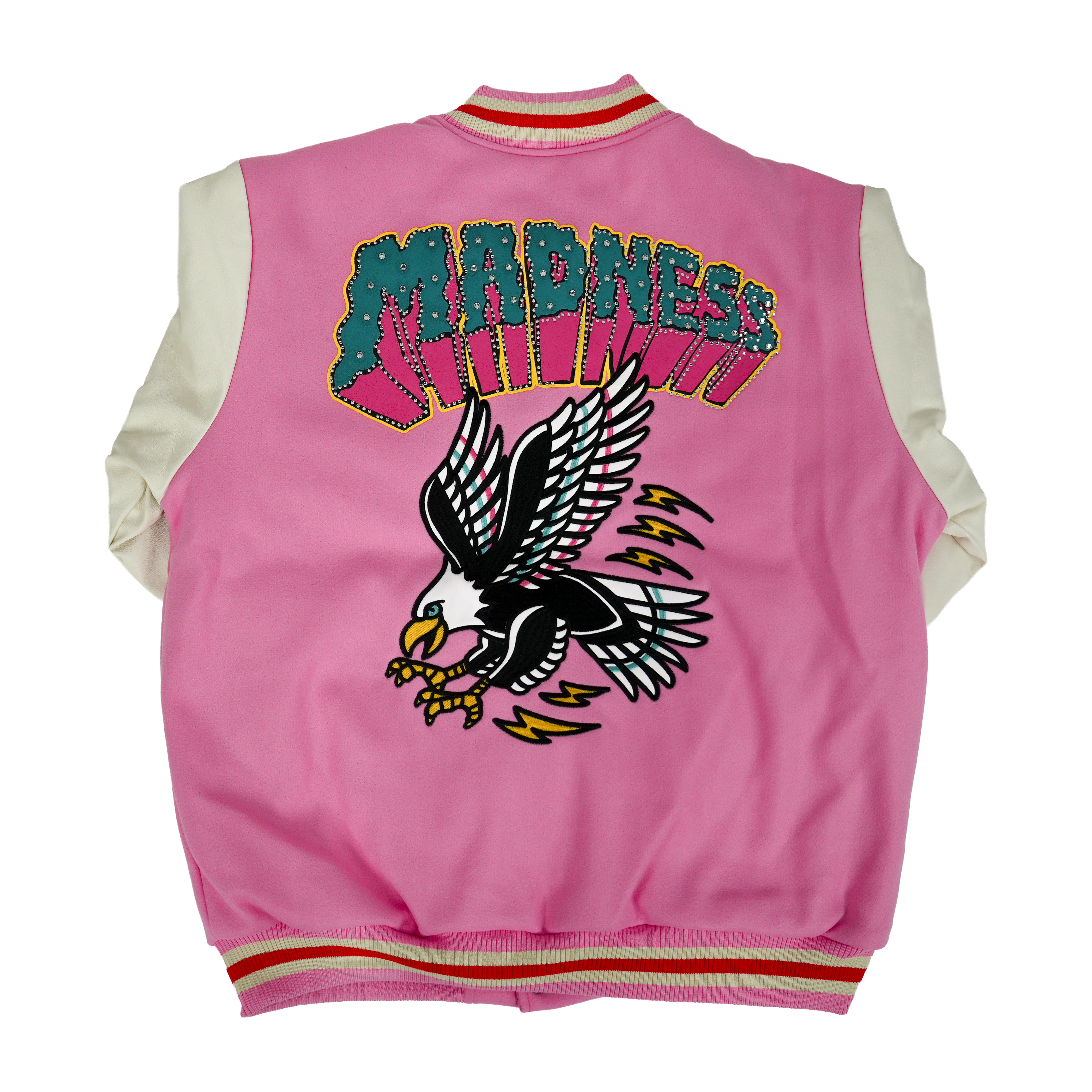 Men's TWO MILL TWENTY Madness Varsity Bomber Jacket Pink
