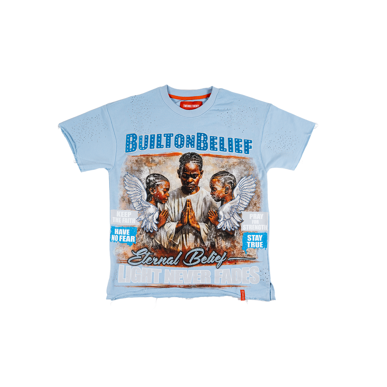 Men's TWO MILL TWENTY Built on Belief Crystal T-Shirt Light Blue