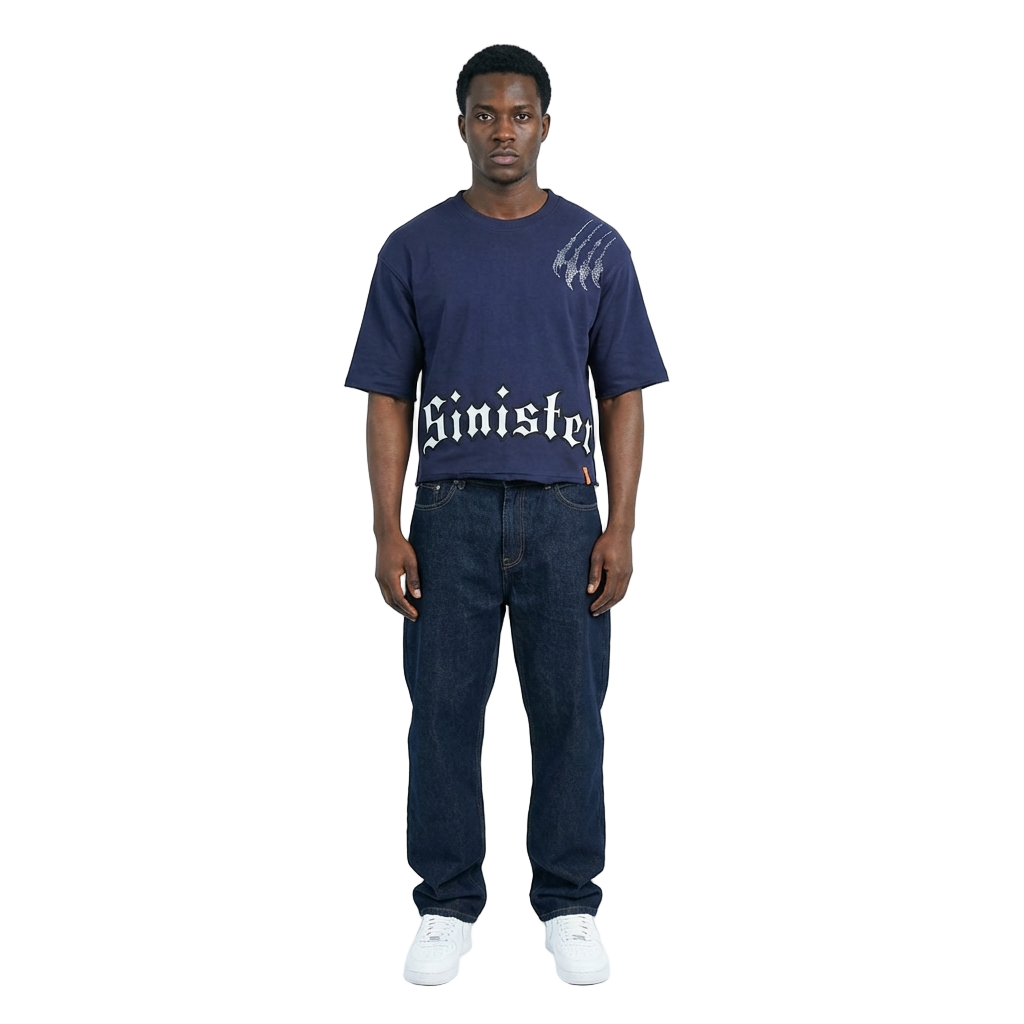 Men's TWO MILL TWENTY Sinister Boxy Cut T-Shirt Navy