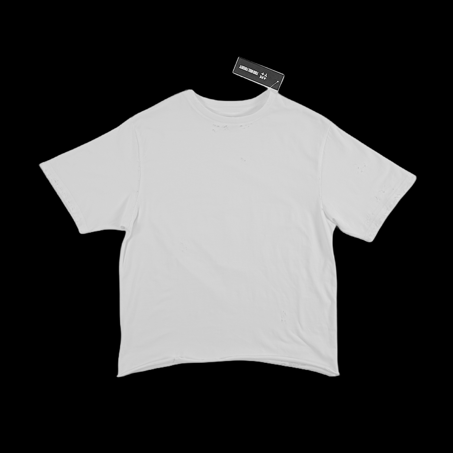Men's TWO MILL TWENTY Cropped Distressed Raw Hem EZ Tee White