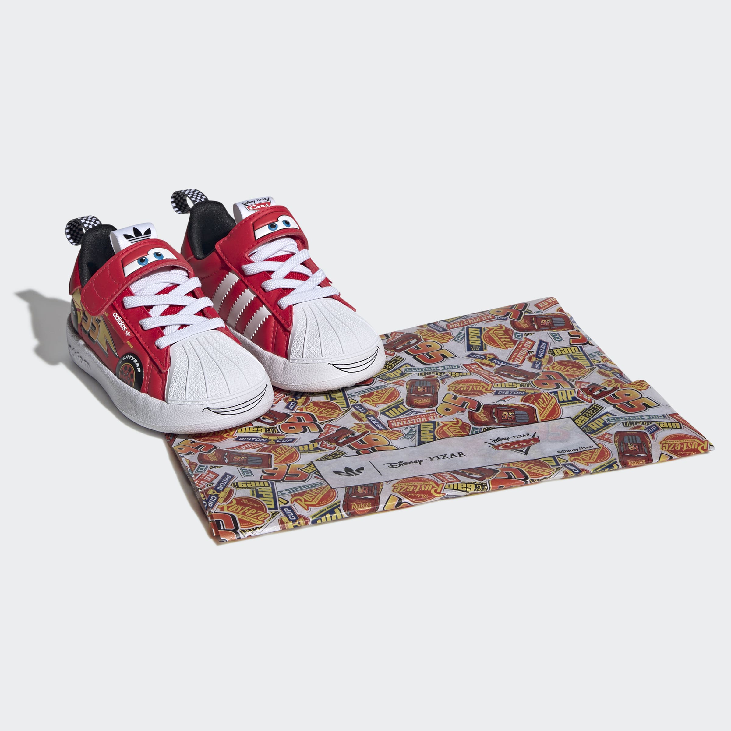 Toddlers adidas Originals Pixar Cars Adifom Superstar 360 Shoes Pure Ruby