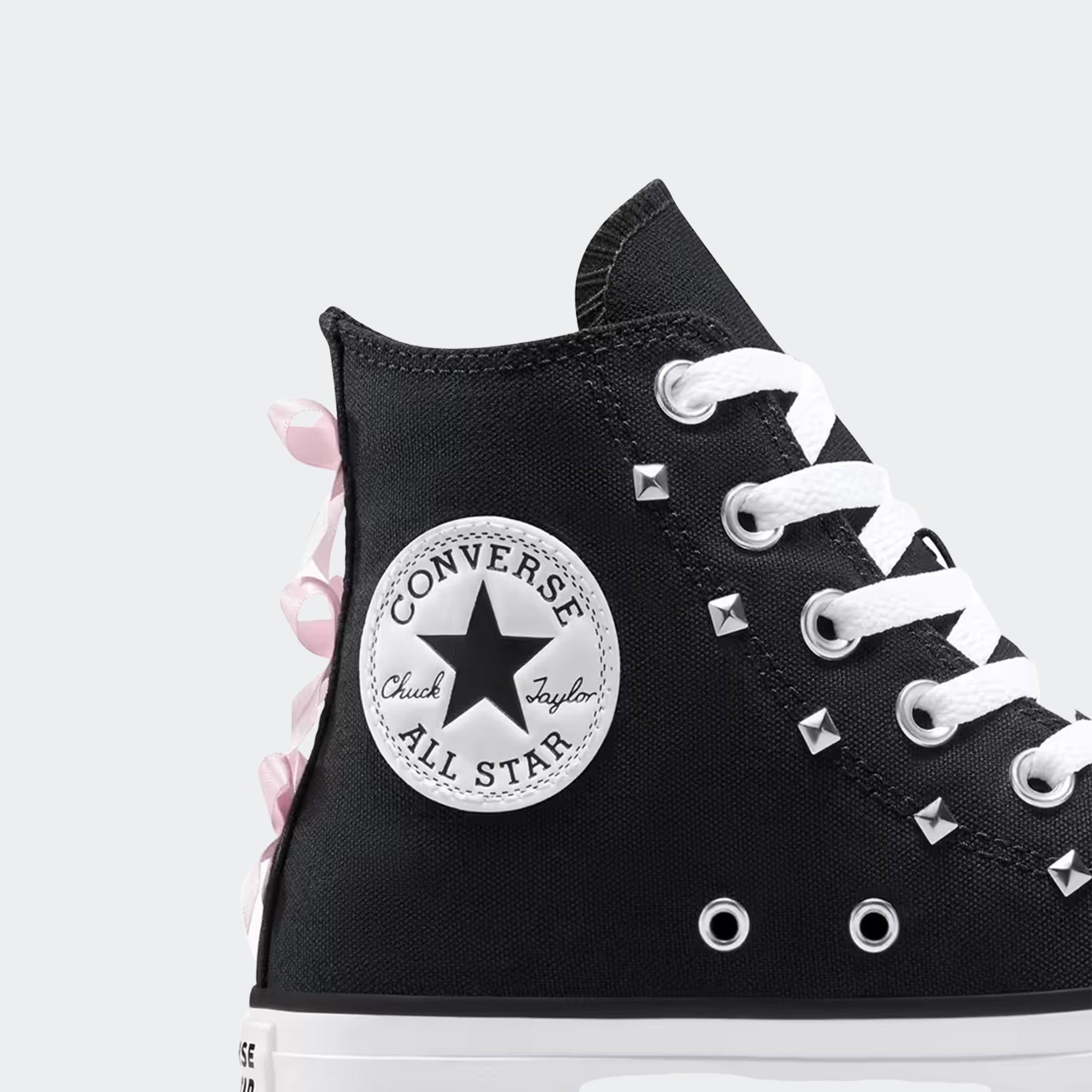 Unisex Converse Chuck Taylor All Star Hi Shoes Black Bows Studs