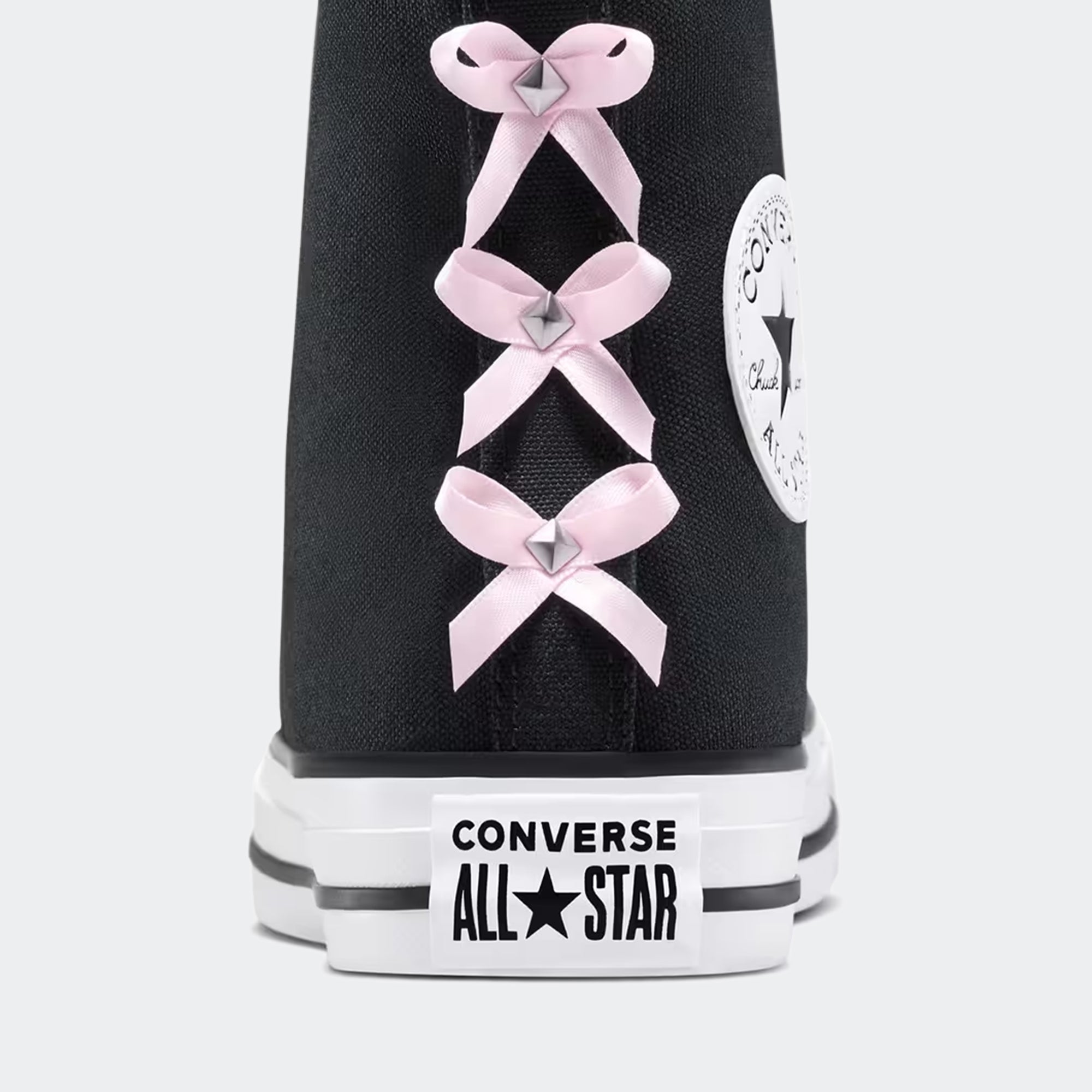 Unisex Converse Chuck Taylor All Star Hi Shoes Black Bows Studs