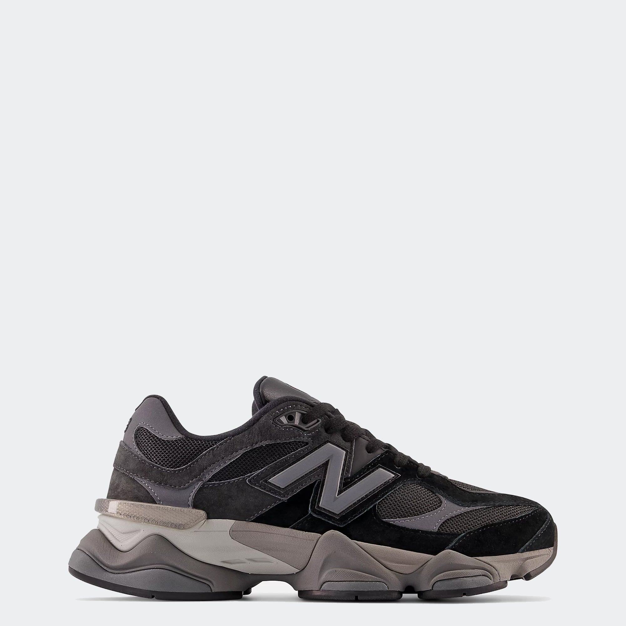 Men's New Balance 9060 Shoes Black with Castlerock and Rain Cloud