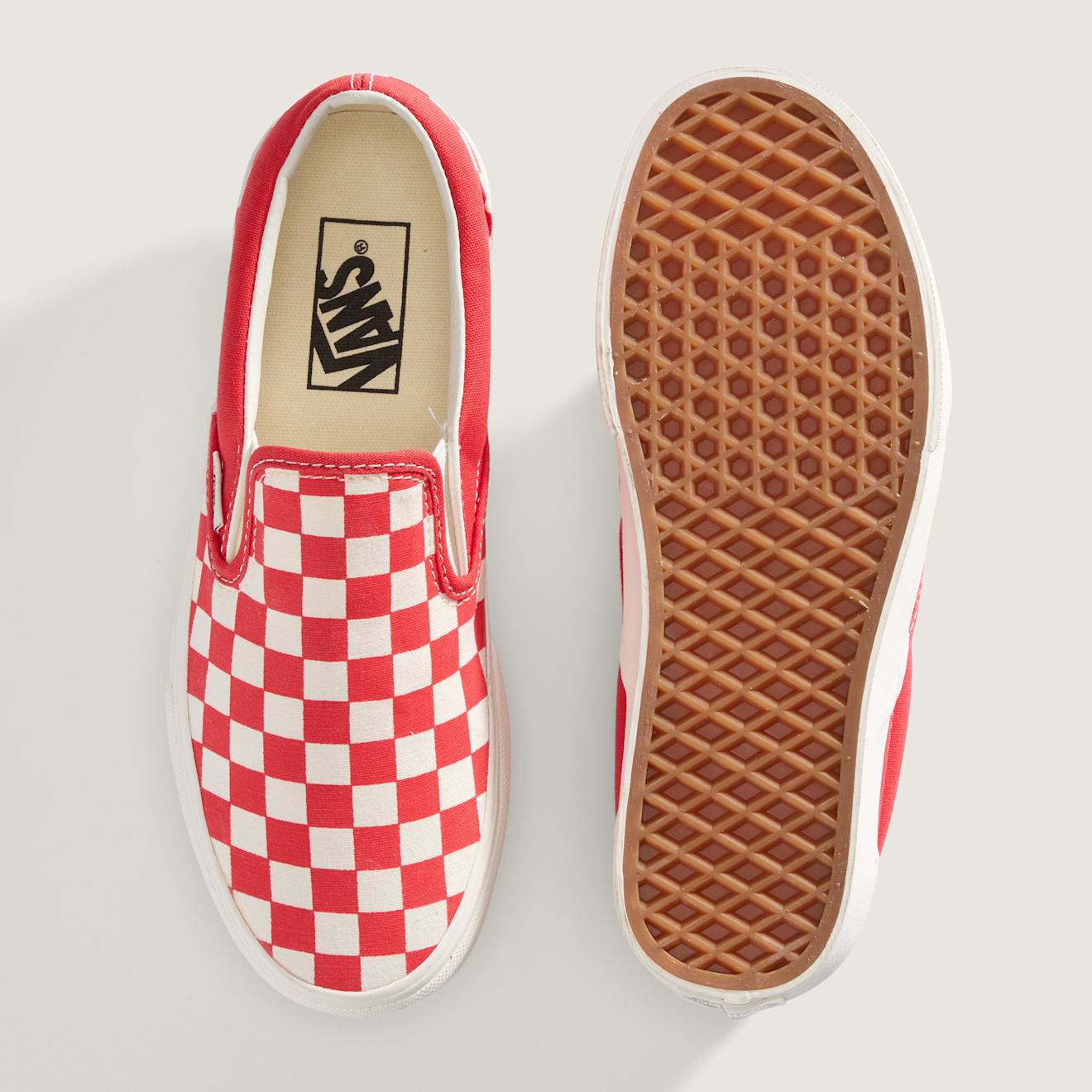 Unisex Vans Classic Slip-On Checkerboard Shoes Tomato