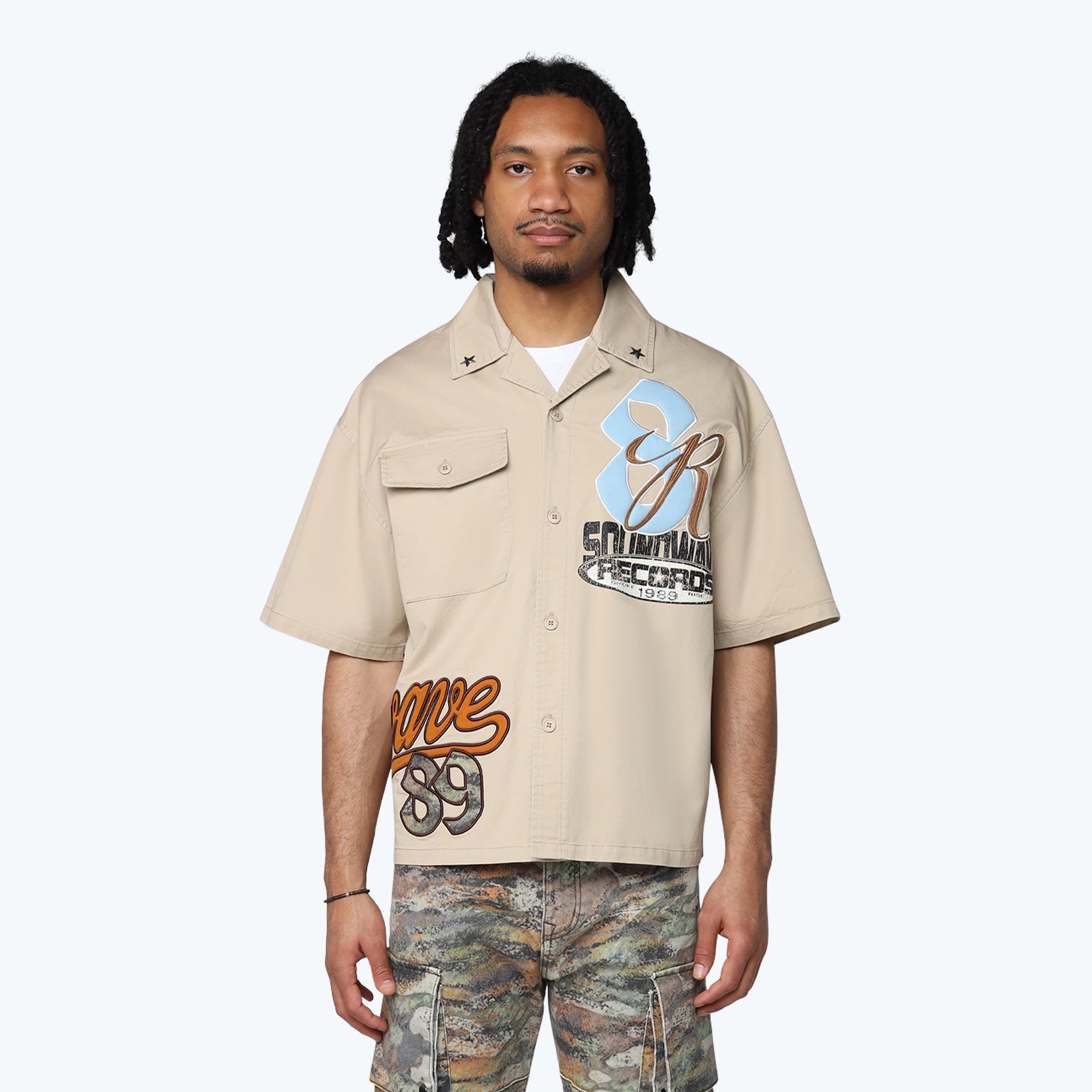 Men's Smoke Rise Oversized Wilds Woven Shirt Safari