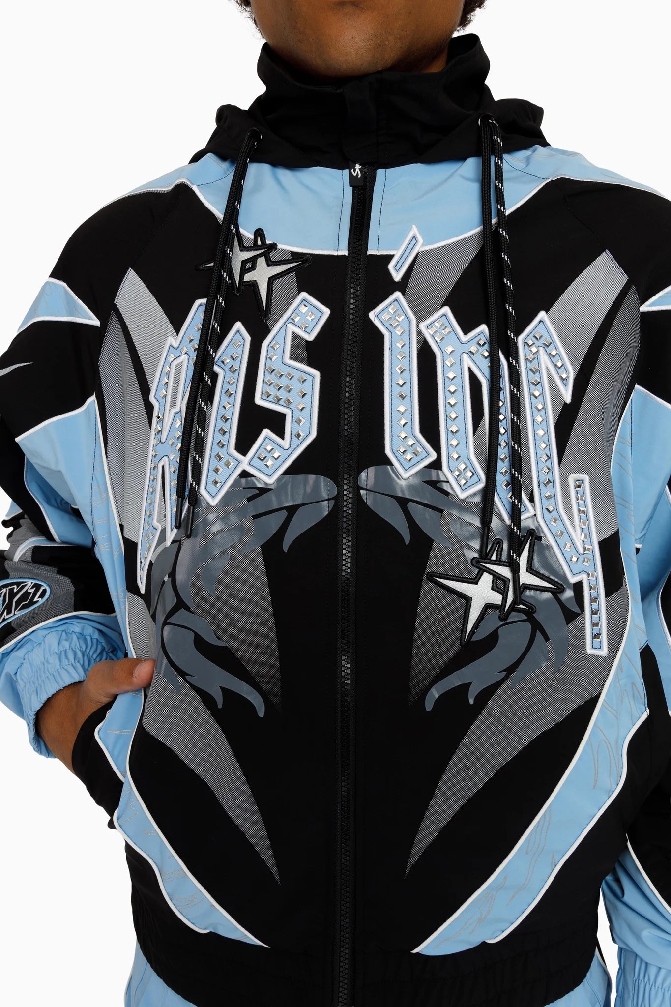 Men's Smoke Rise Rising Colorblock Windbreaker Jacket Blue Bell