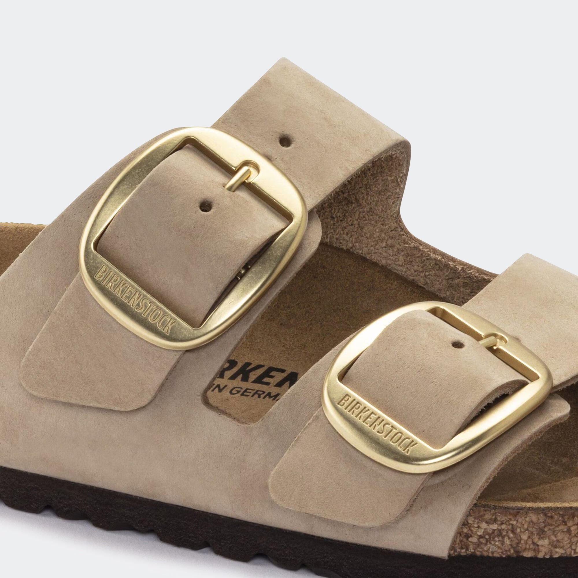 Women's BIRKENSTOCK Arizona Big Buckle Nubuck Leather Sandcastle