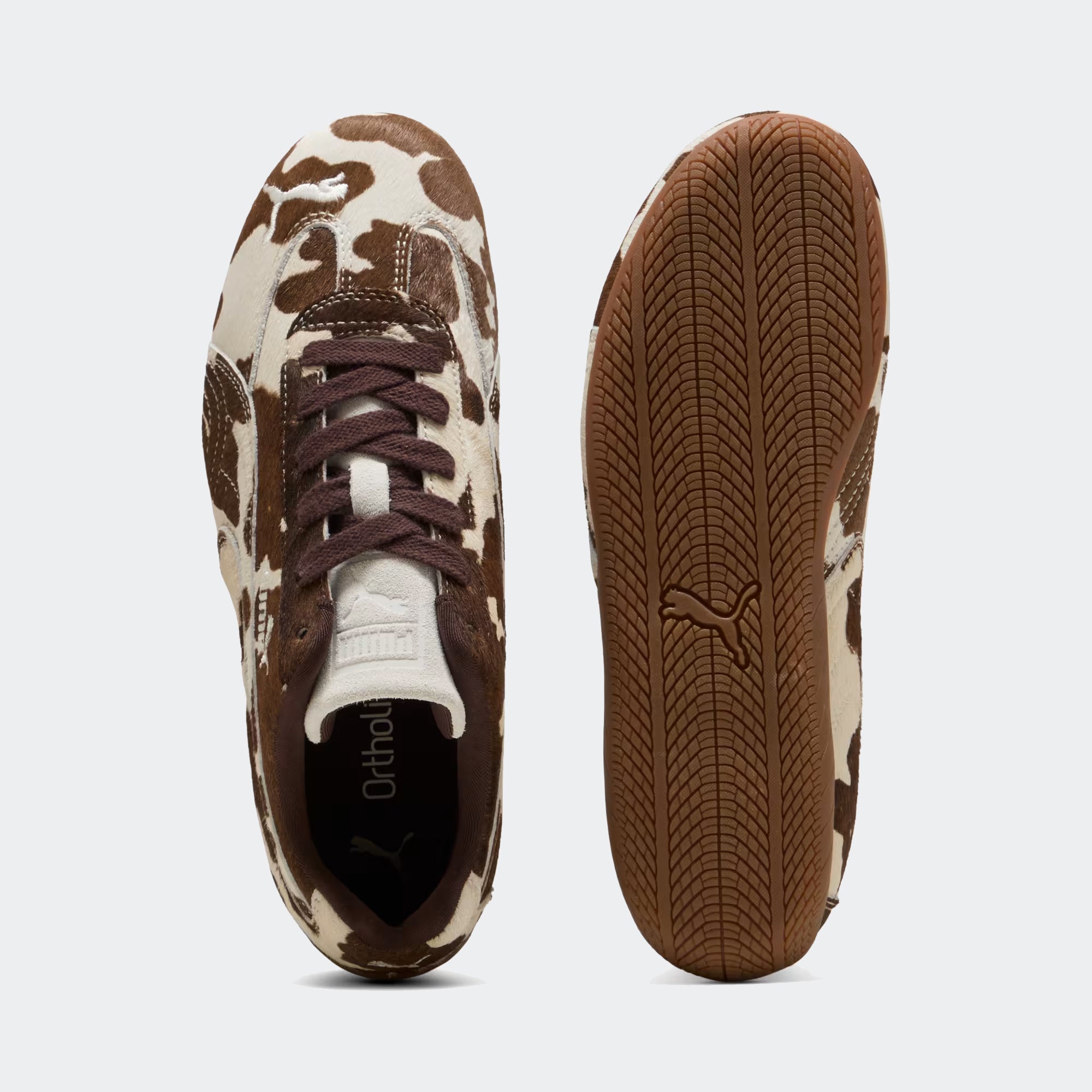 Women's PUMA Speedcat Cow Print Shoes Chocolate Brown