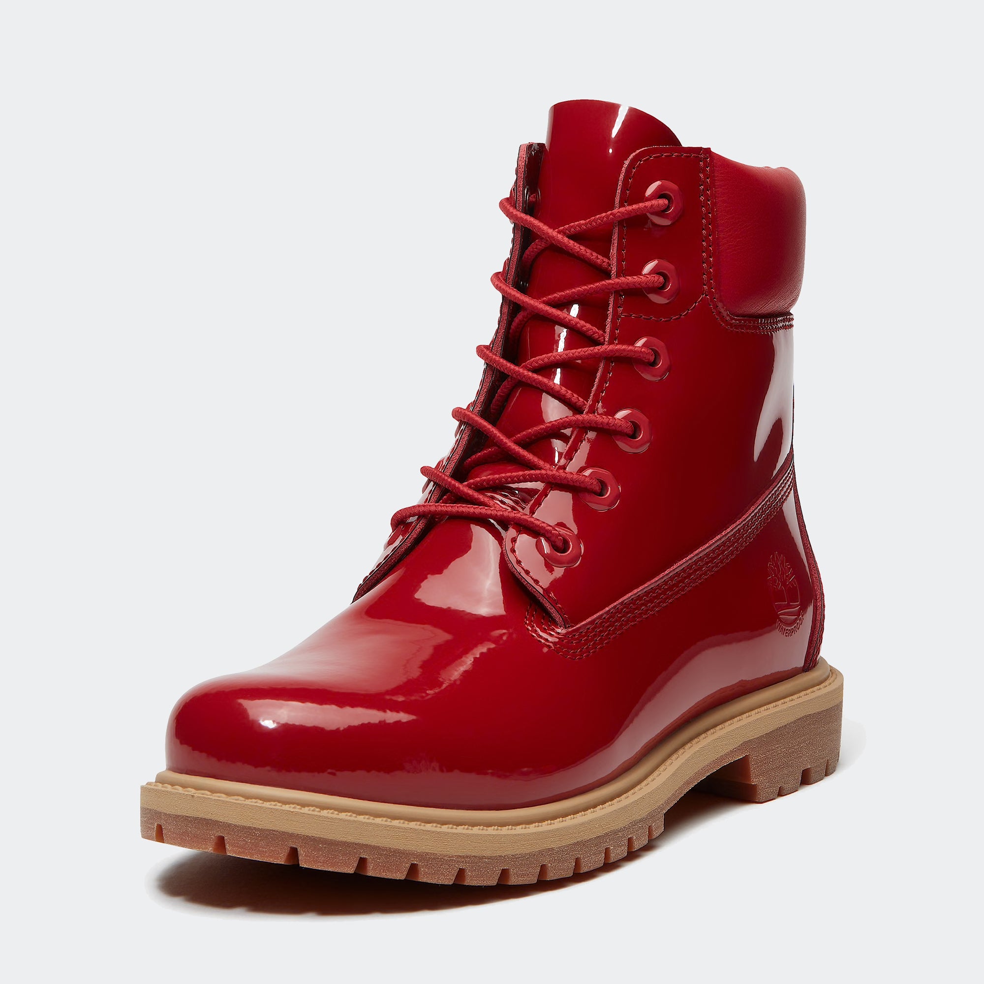 Women's Timberland Patent Leather Premium 6-Inch Waterproof Boots Red