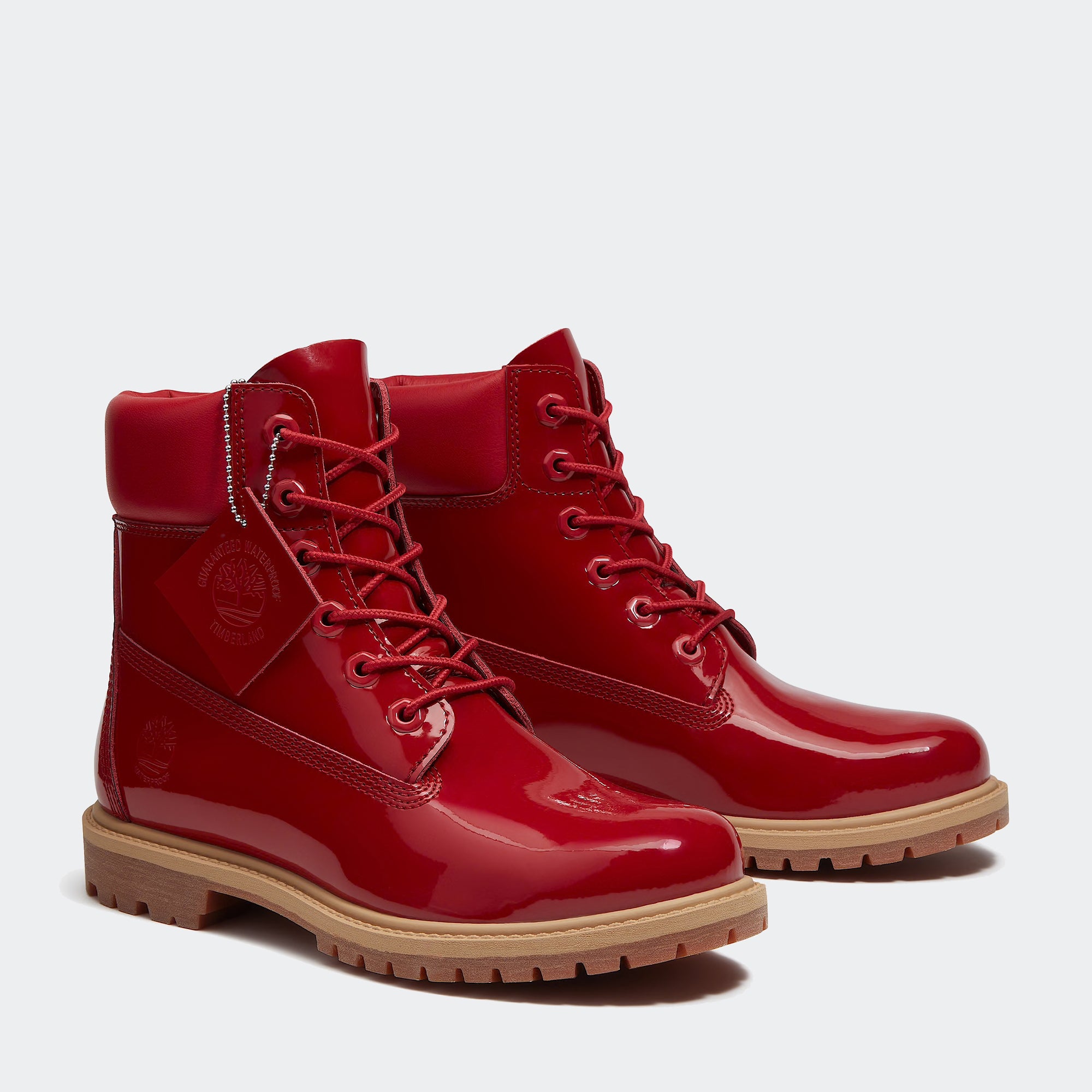 Women's Timberland Patent Leather Premium 6-Inch Waterproof Boots Red