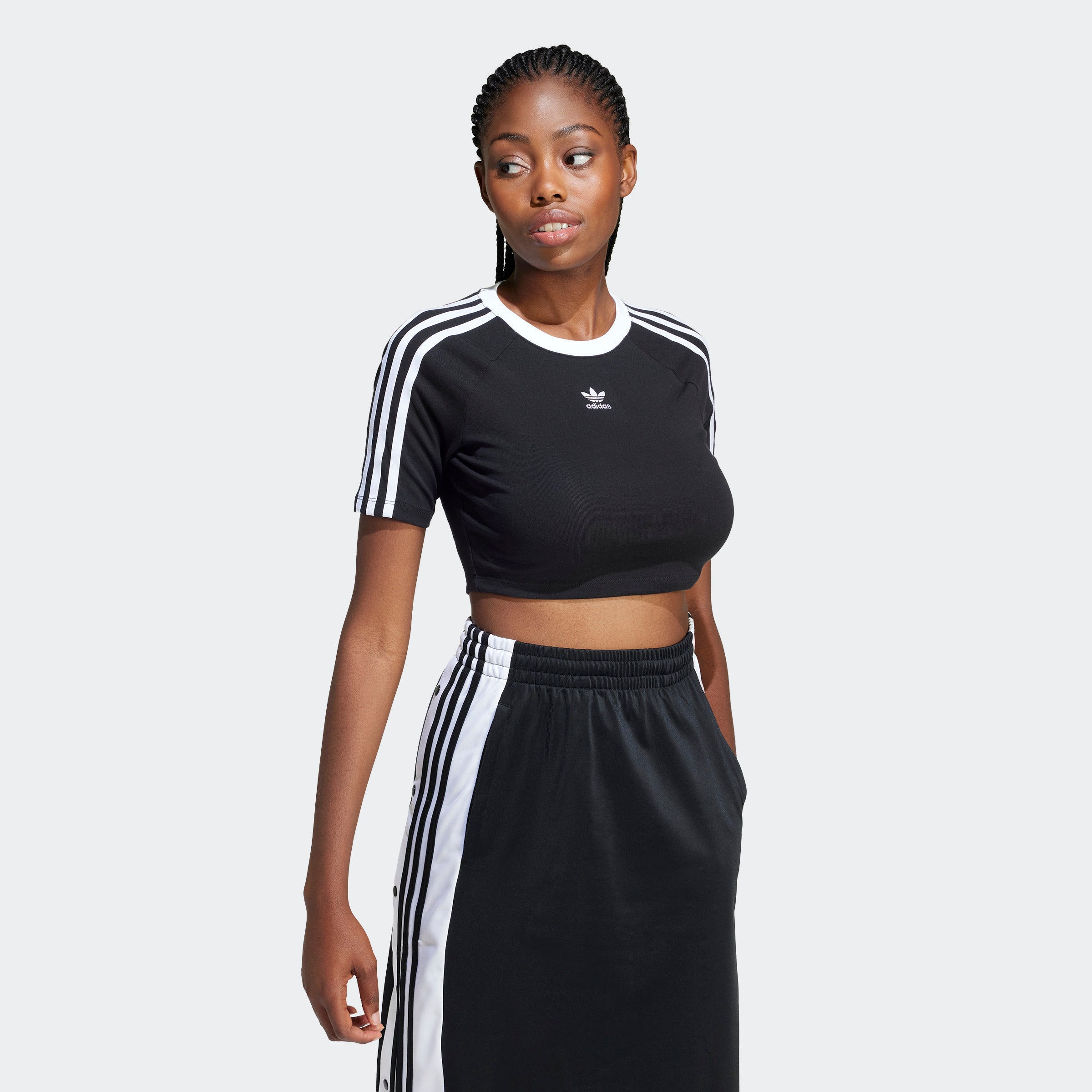 Women's adidas Originals 3-Stripes Baby Tee Black