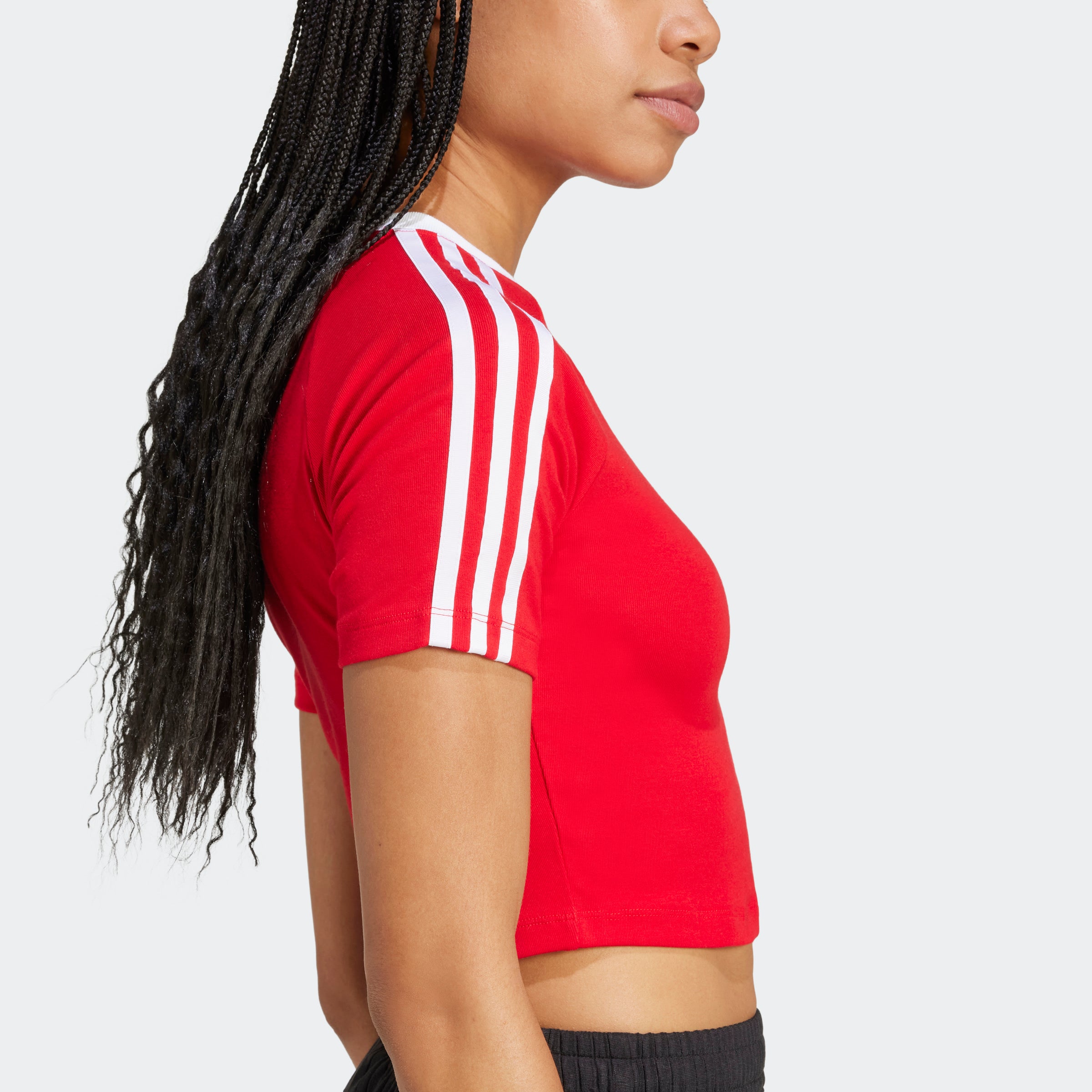 Women's adidas Originals 3-Stripes Baby Tee Red
