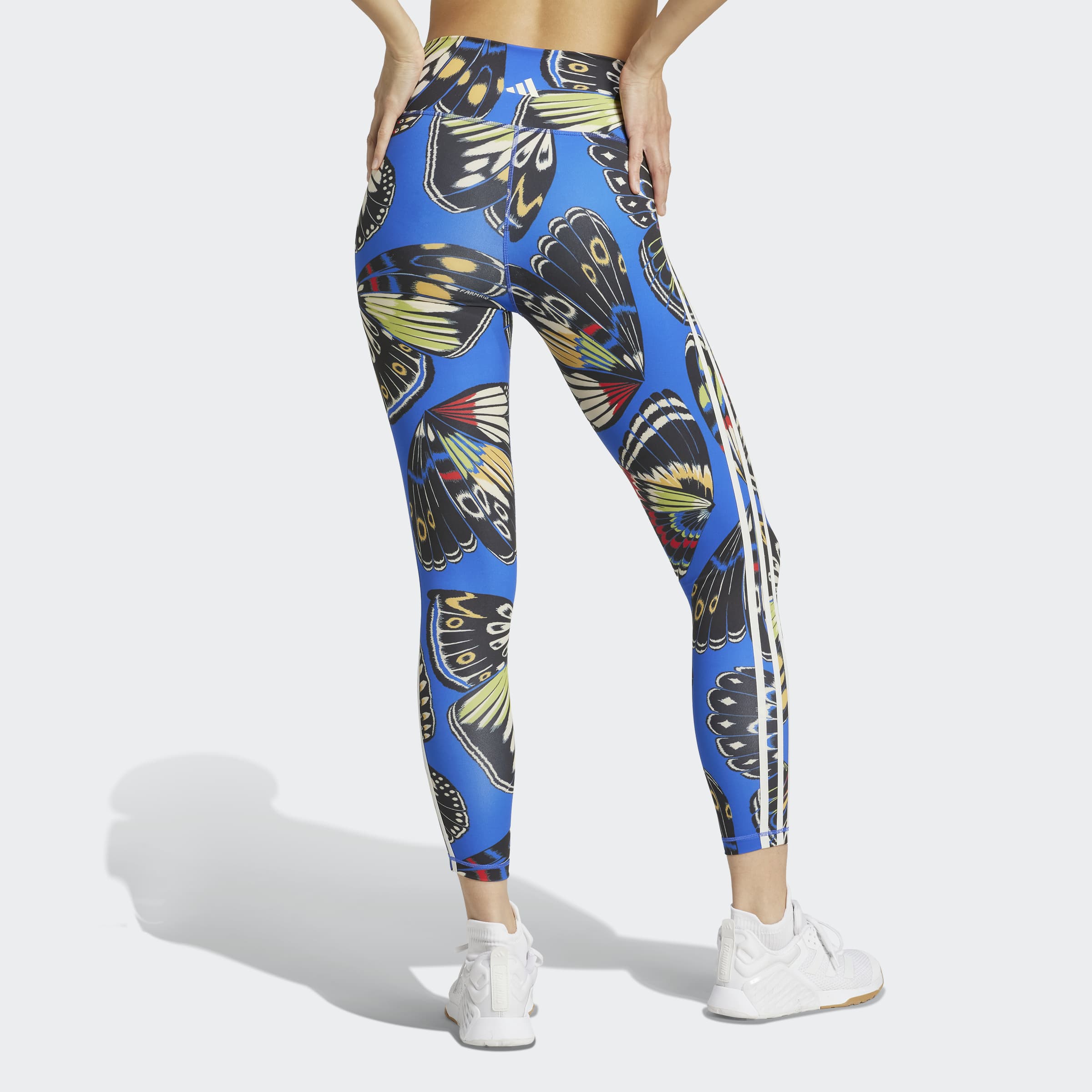 Women's adidas Workout x FARM 7/8 Leggings Black / Hi-Res Blue / Lush Red