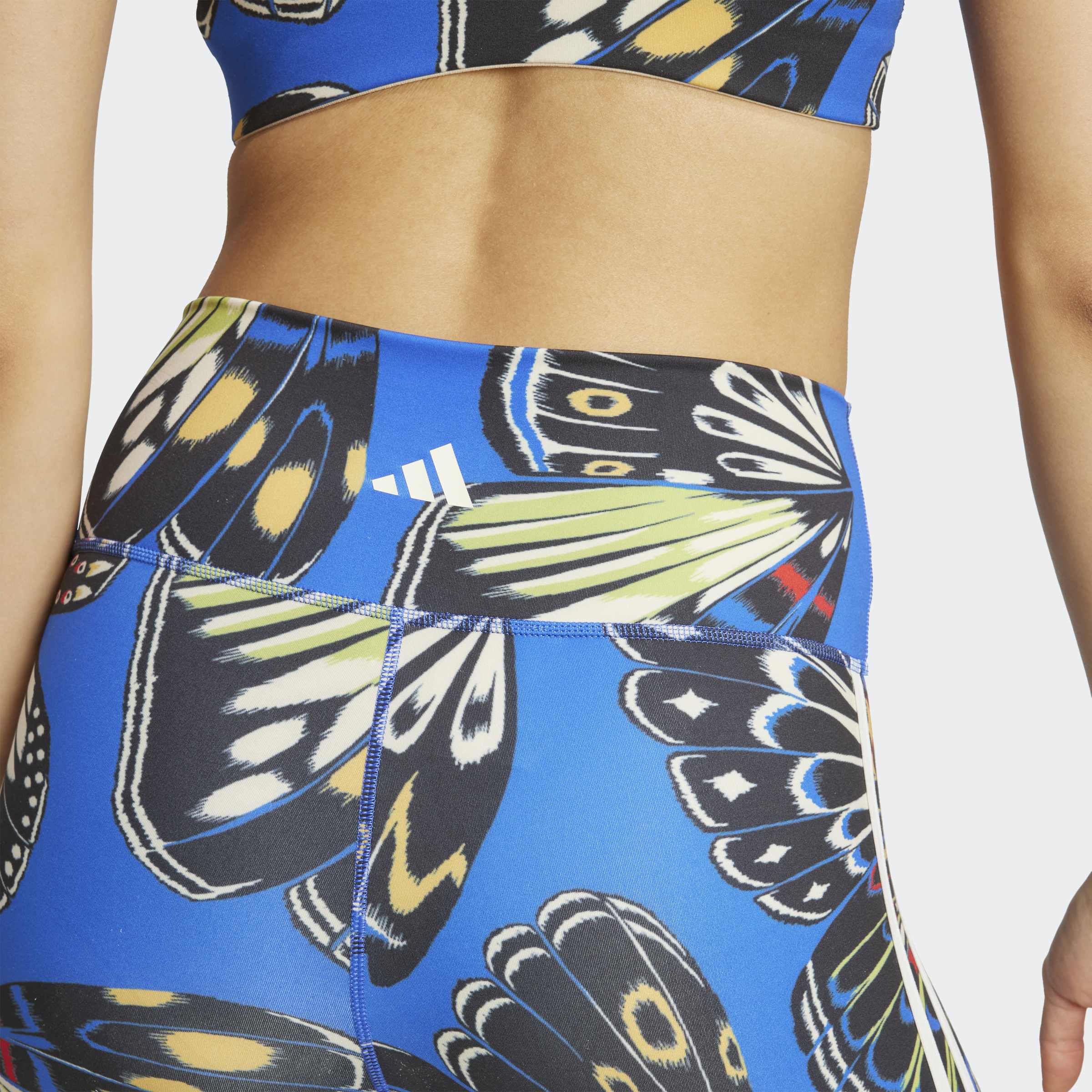 Women's adidas Workout x FARM 7/8 Leggings Black / Hi-Res Blue / Lush Red