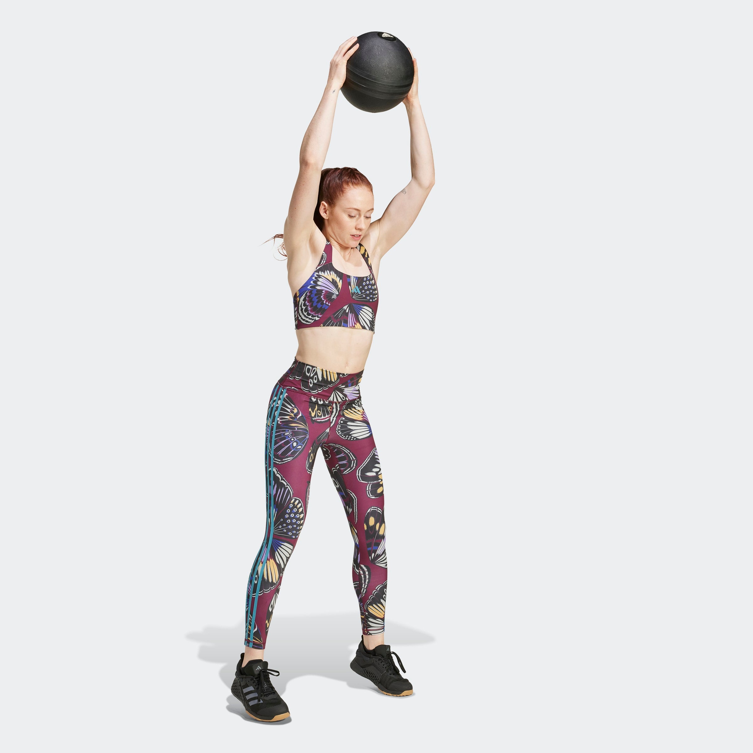 Women's adidas Workout x FARM 7/8 Leggings Black / Amazon Red / Energy Ink