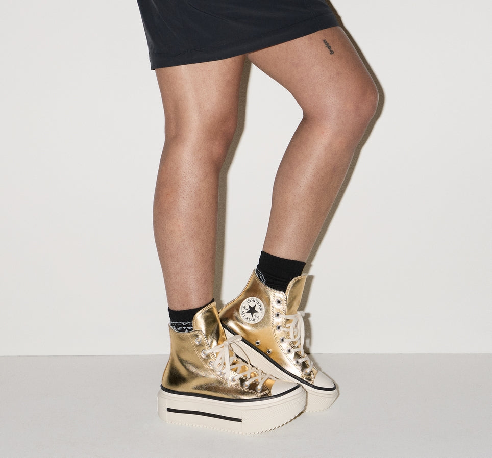 Unisex Converse Chuck Taylor All Star Lift Double Stack Platform Metallic Gold
