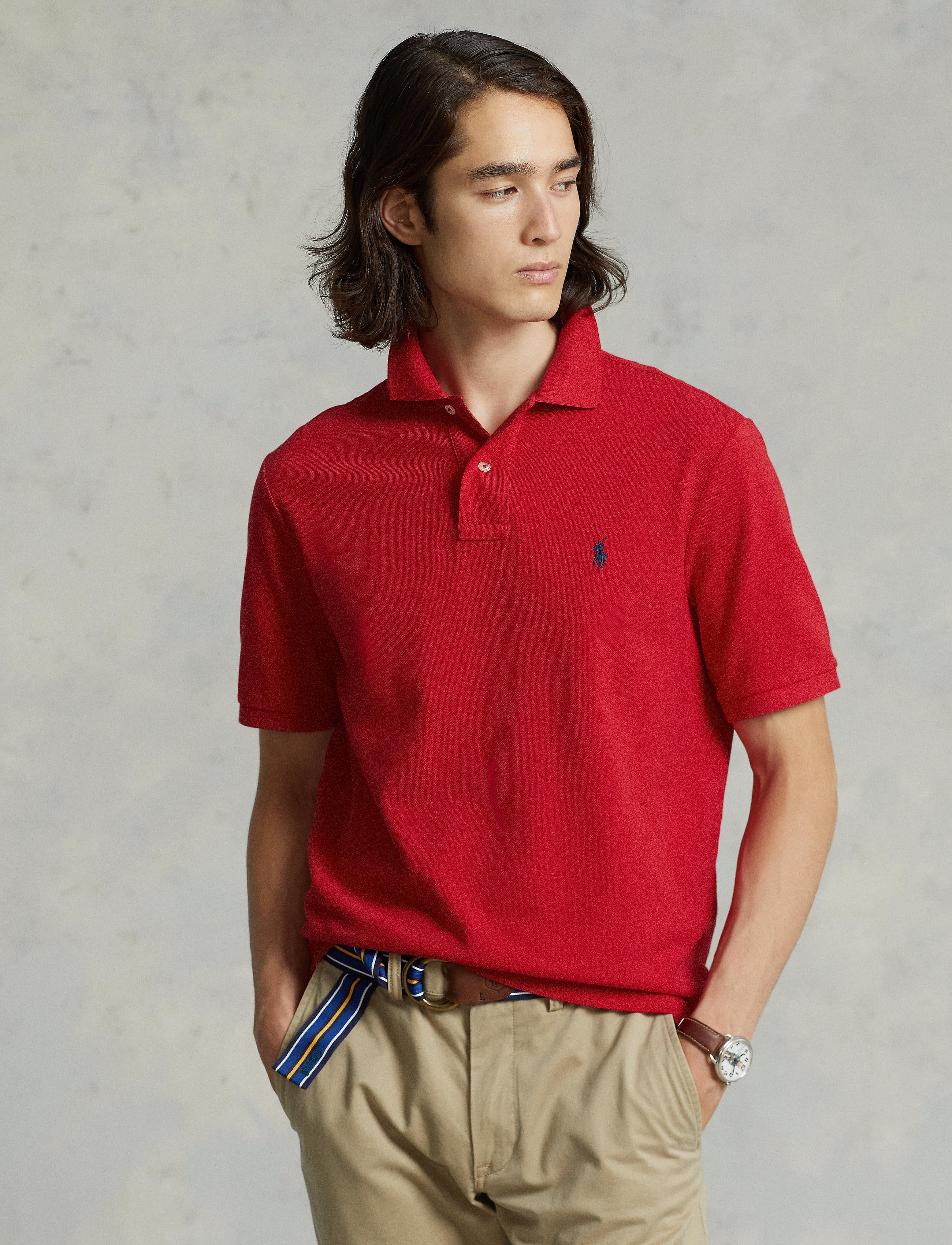 Men's Polo Ralph Lauren Iconic Mesh Polo Shirt Red / Navy