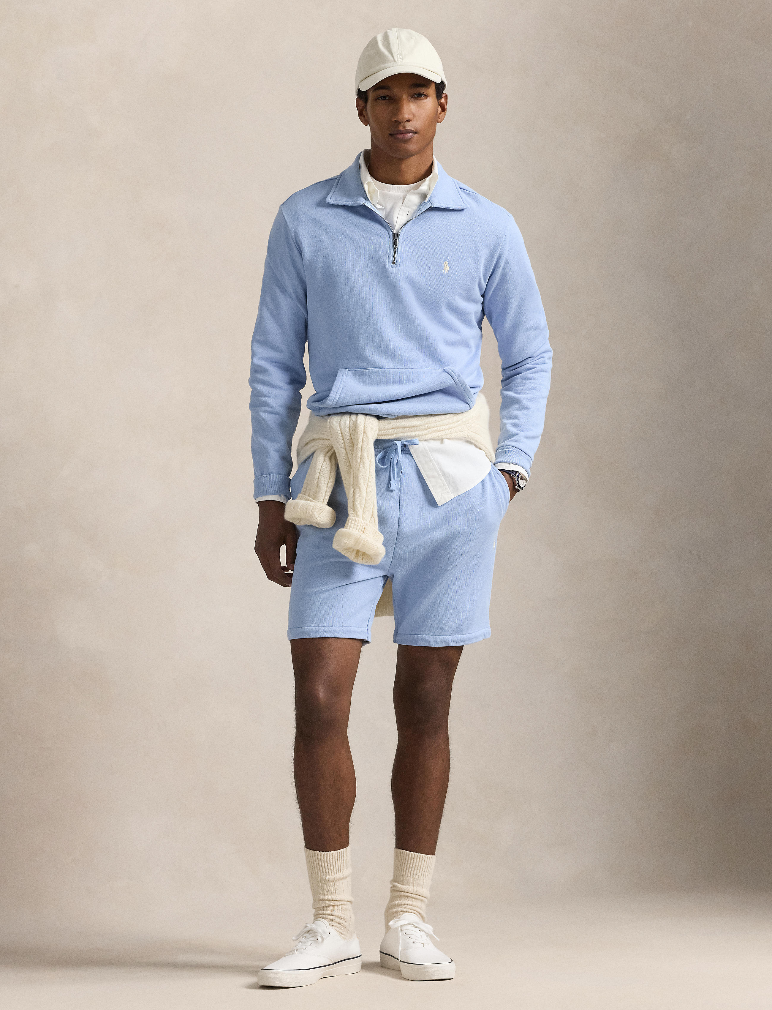 Men's Polo Ralph Lauren 6.5-Inch Loopback Fleece Short Chambray Blue