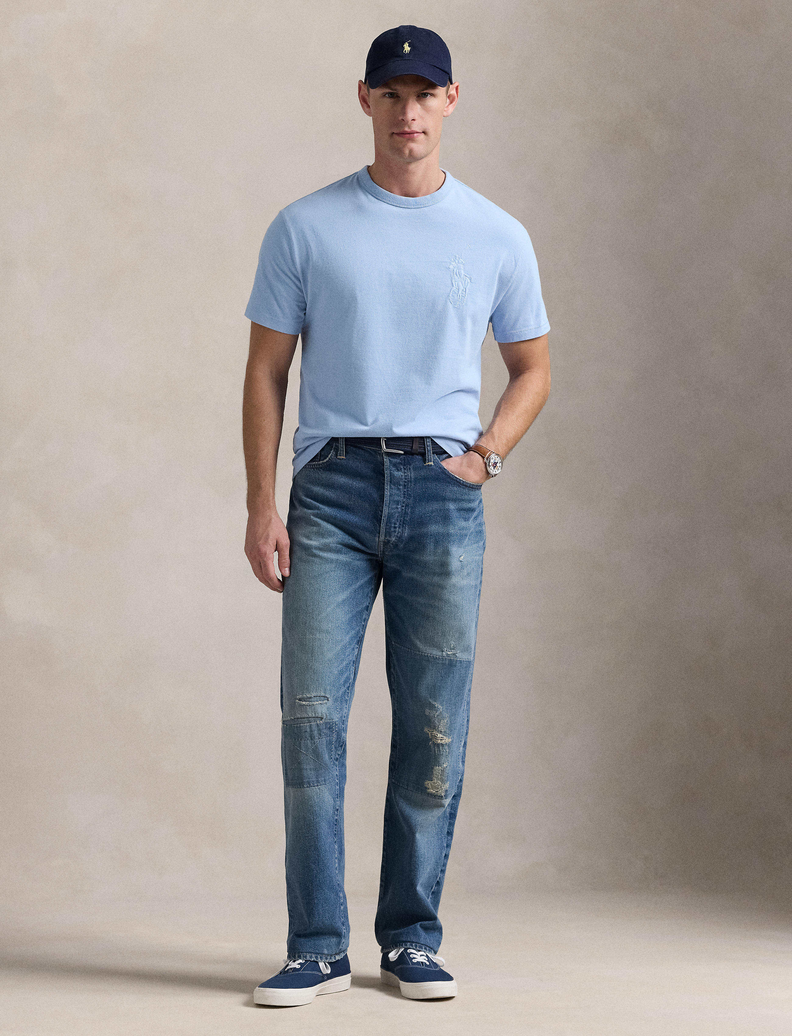 Men's Polo Ralph Lauren Big Pony Jersey T-Shirt Clear Blue