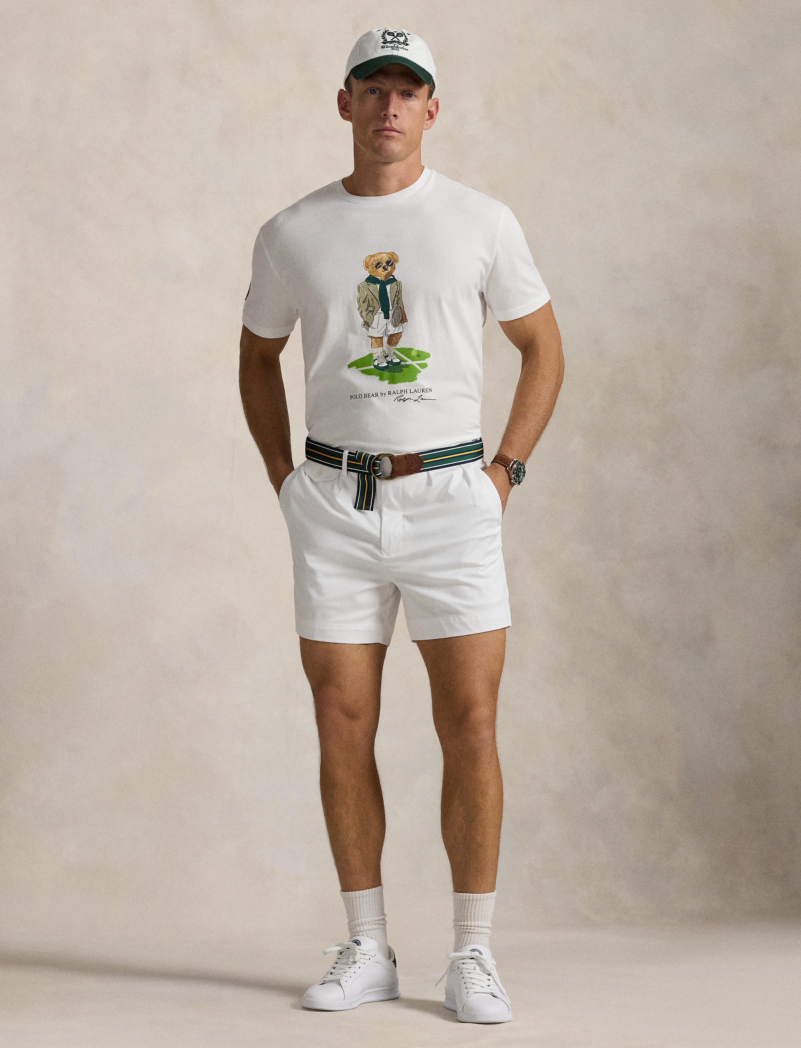 Men's Polo Ralph Lauren Classic Fit Wimbledon Polo Bear T-Shirt White