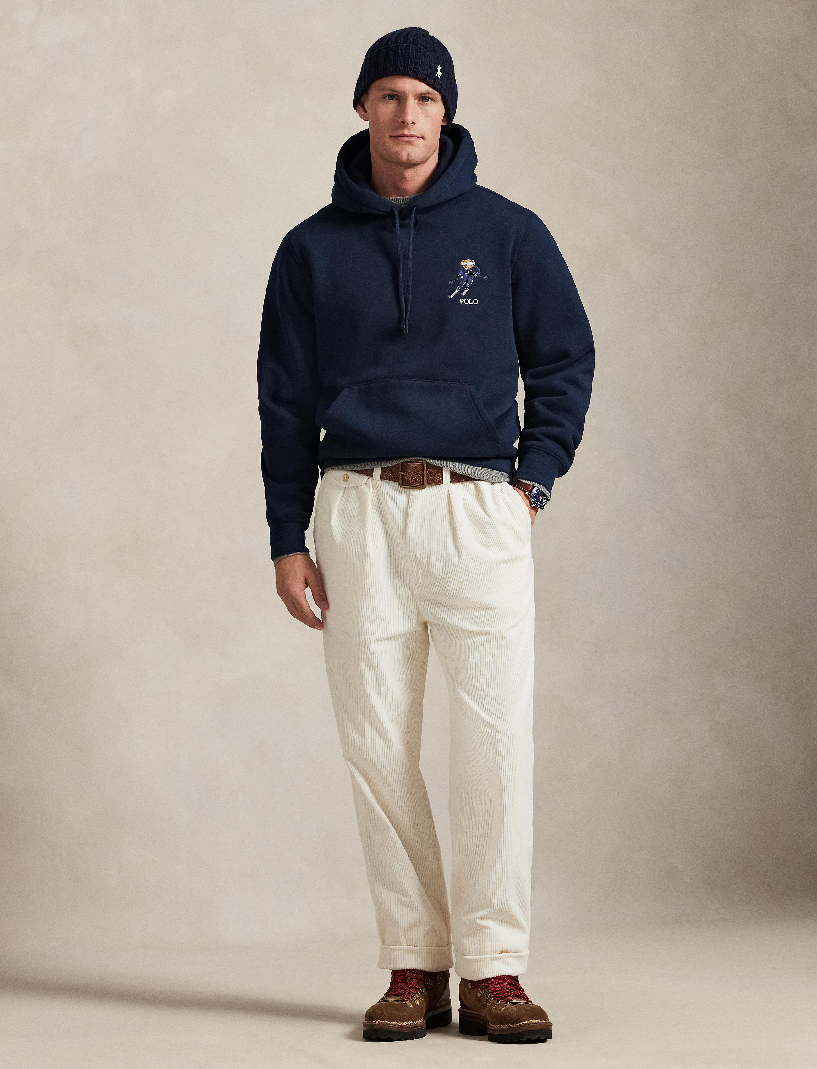 Men's Polo Ralph Lauren Pullover Hoodie Ski Bear Navy