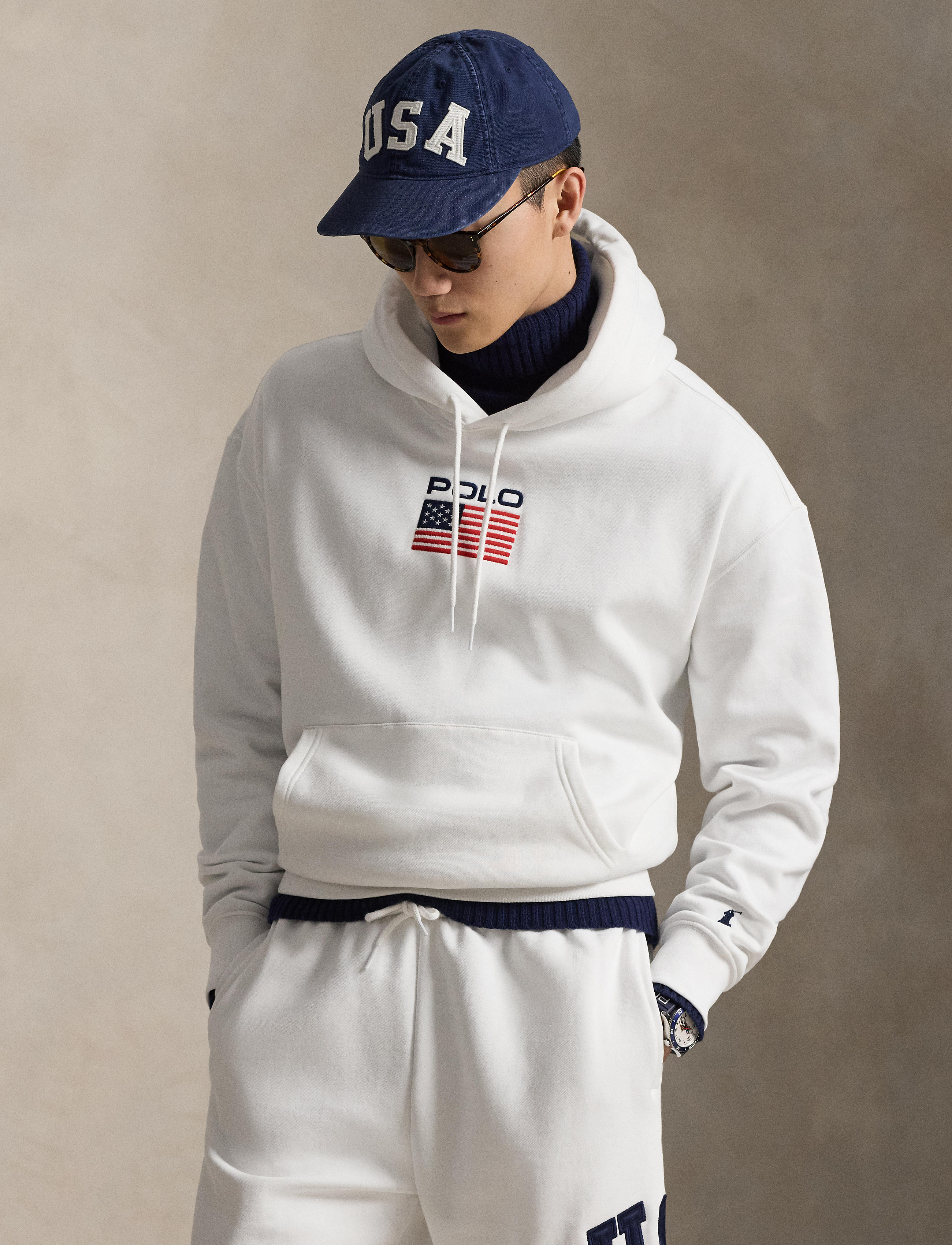 Men's Polo Ralph Lauren Flag Fleece Hoodie White