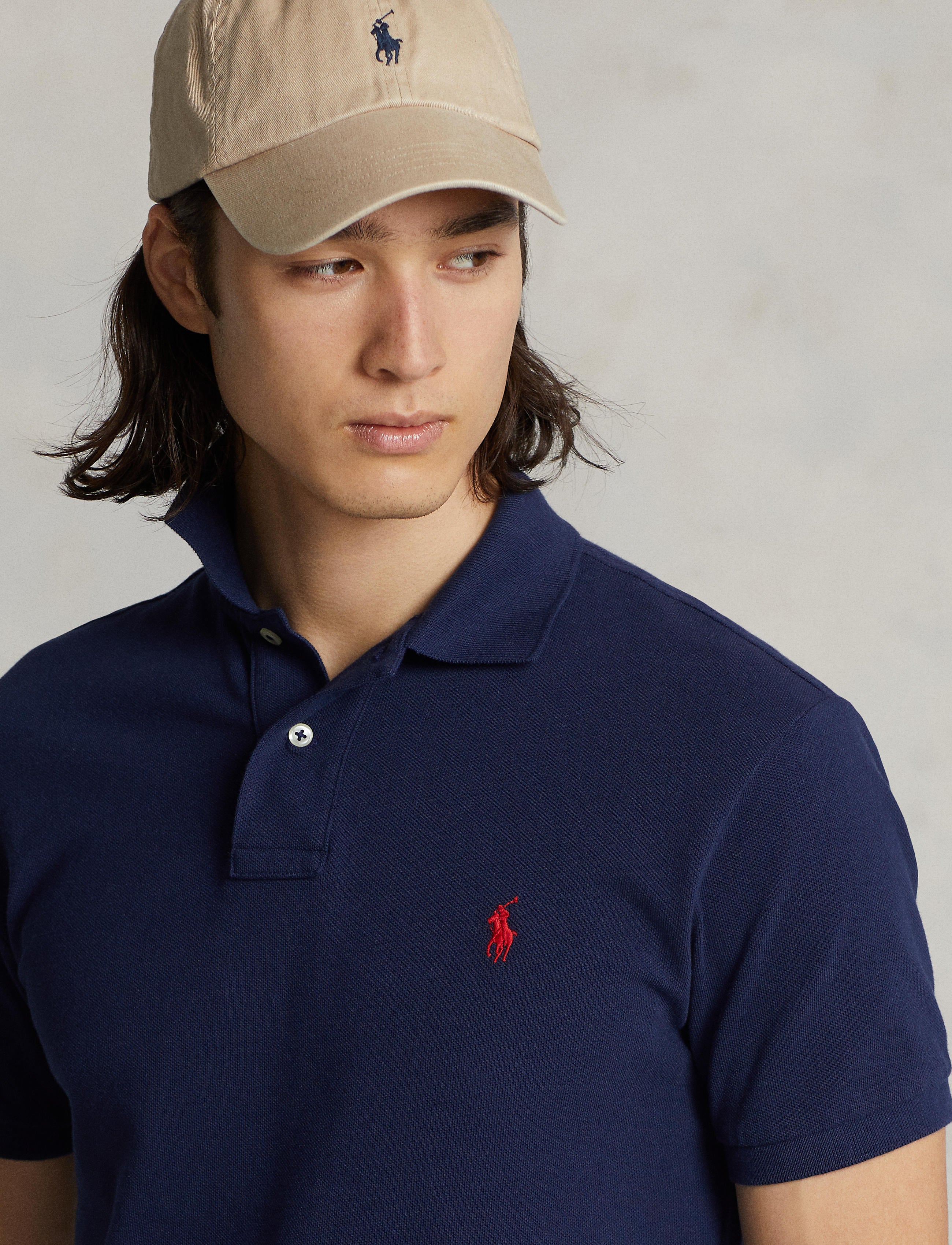 Men's Polo Ralph Lauren Iconic Mesh Polo Shirt Newport Navy / Red