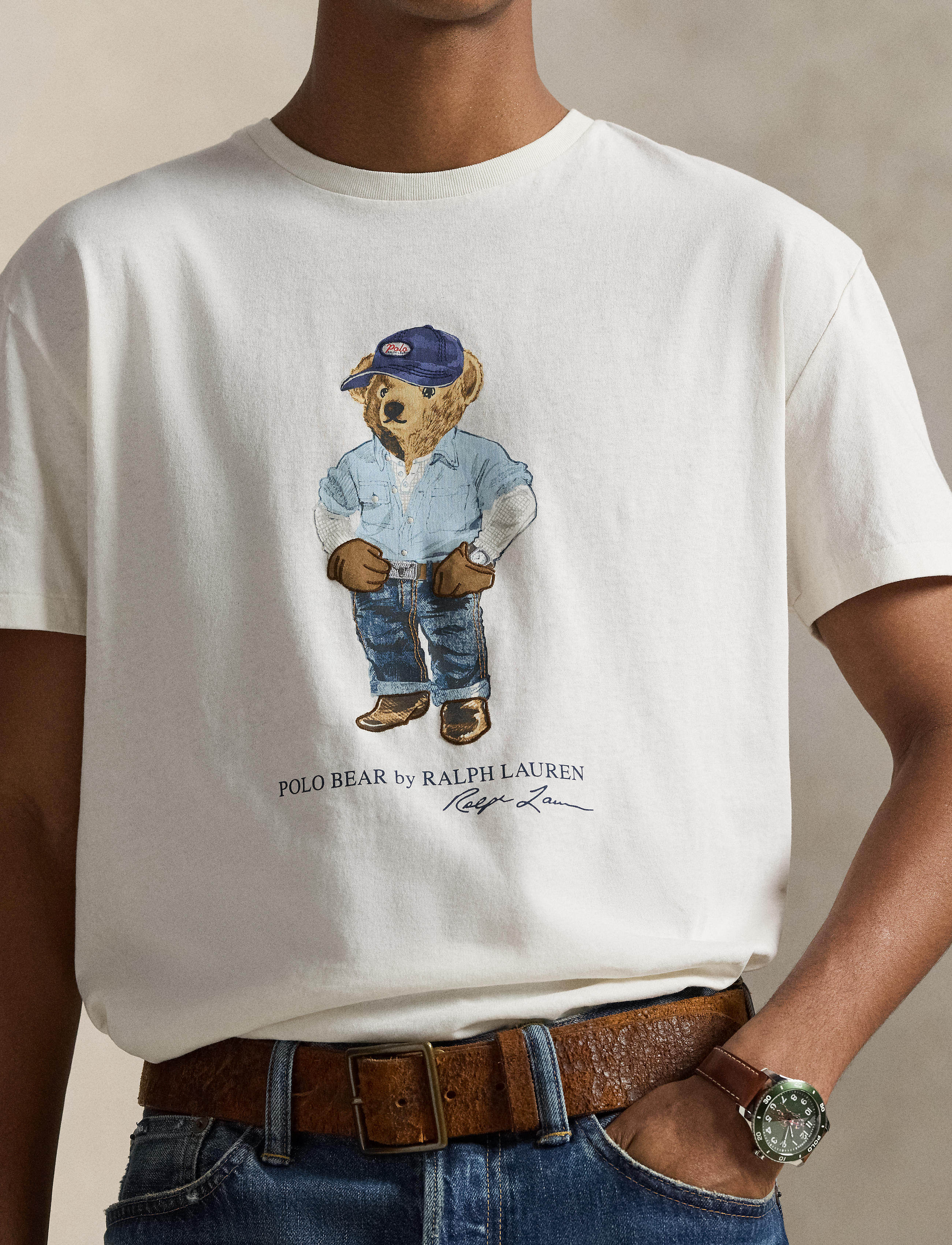 Men's Polo Ralph Lauren Classic Fit Polo Bear Jersey T-Shirt Nevis Denim Bear