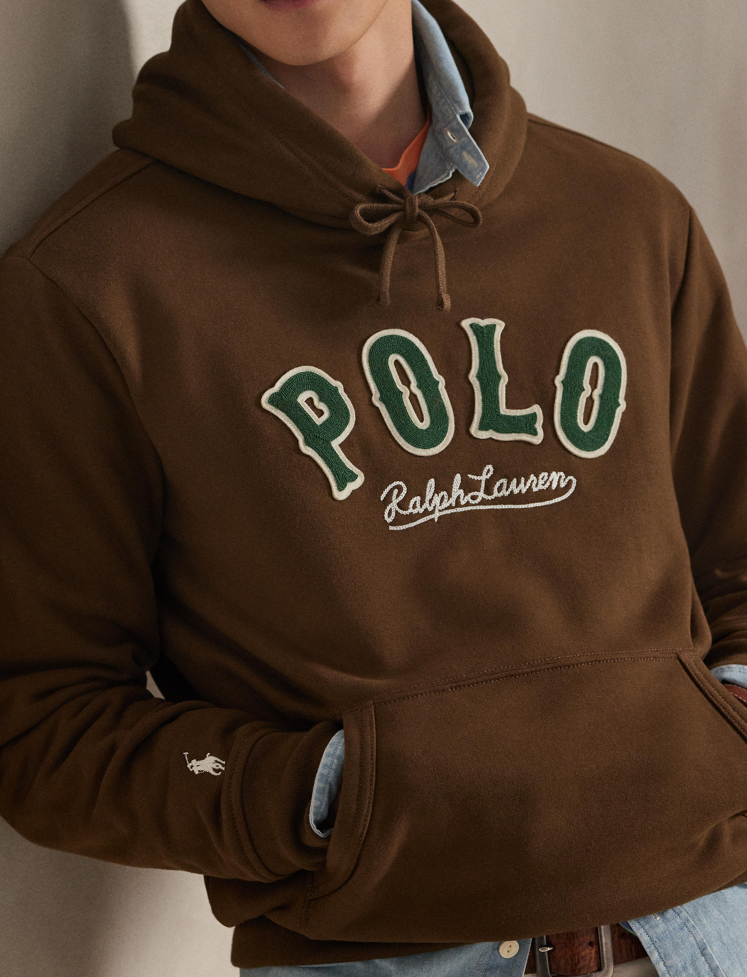 Men's Polo Ralph Lauren The RL Fleece Western-Logo Hoodie York Brown