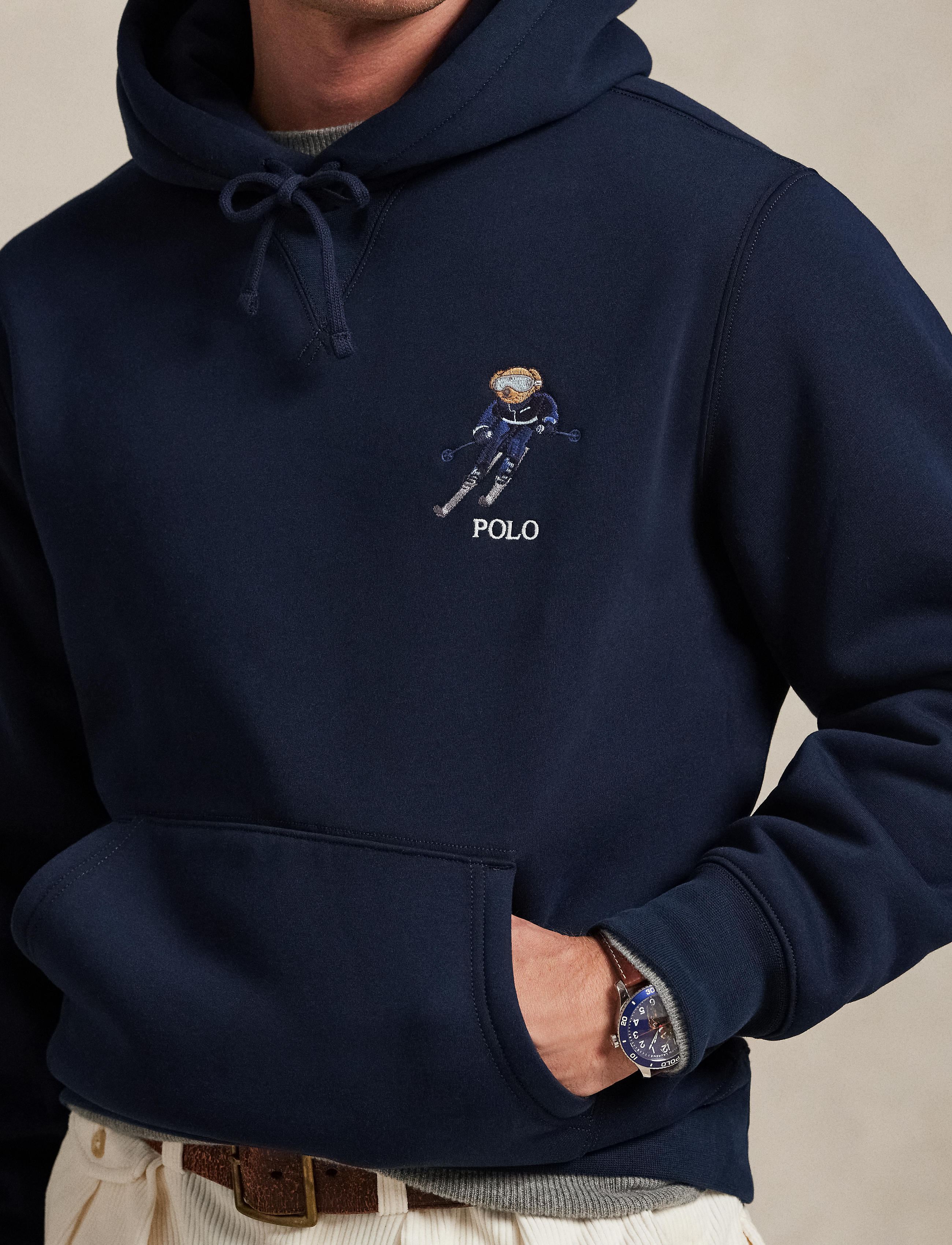 Men's Polo Ralph Lauren Pullover Hoodie Ski Bear Navy