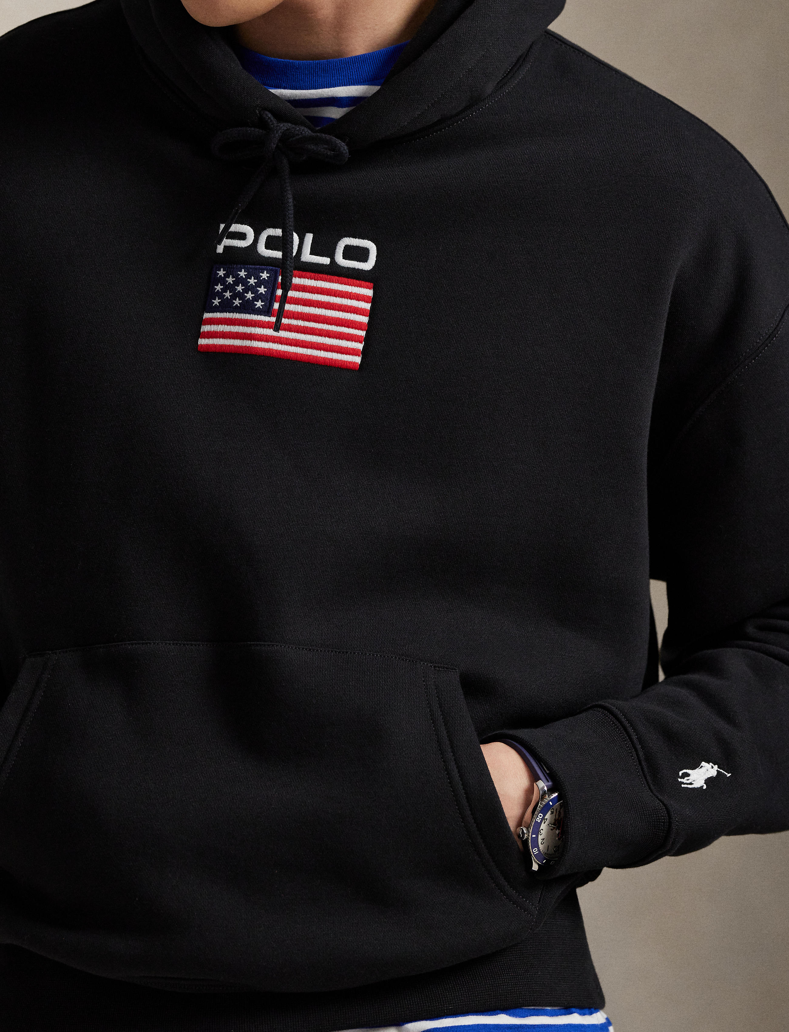 Men's Polo Ralph Lauren Flag Fleece Hoodie Black