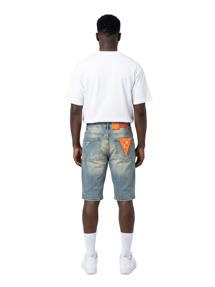 Men's Ripped Distressed Denim Jean Shorts | Light Vintage