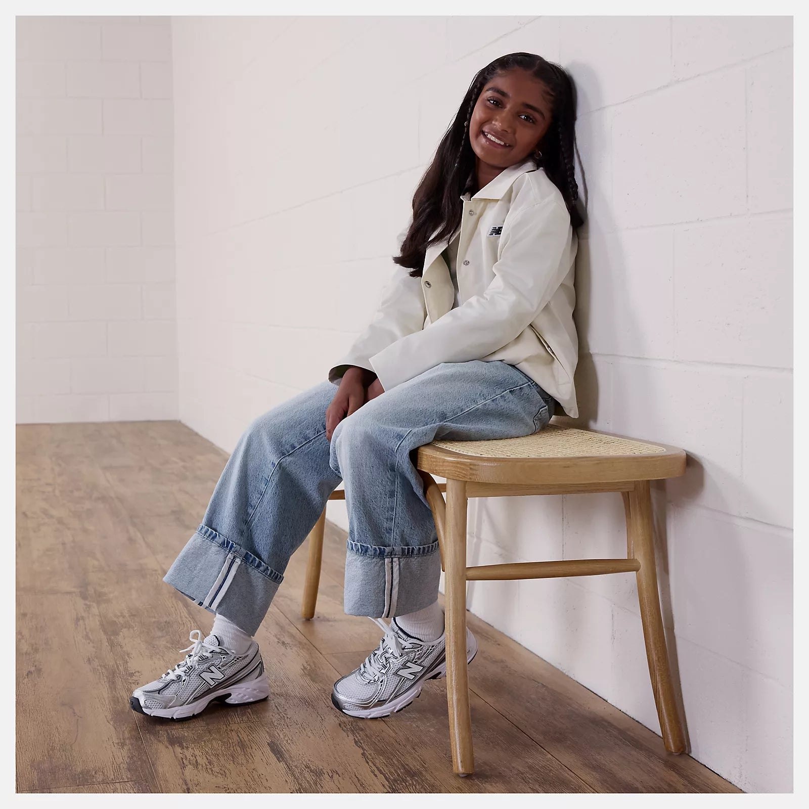 Big Kids New Balance 740 Bungee Shoes White Navy