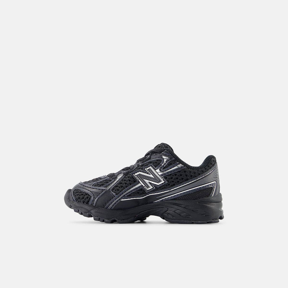 Toddlers New Balance 740 Bungee Lace Shoes Black with Silver Metallic IZ740BM