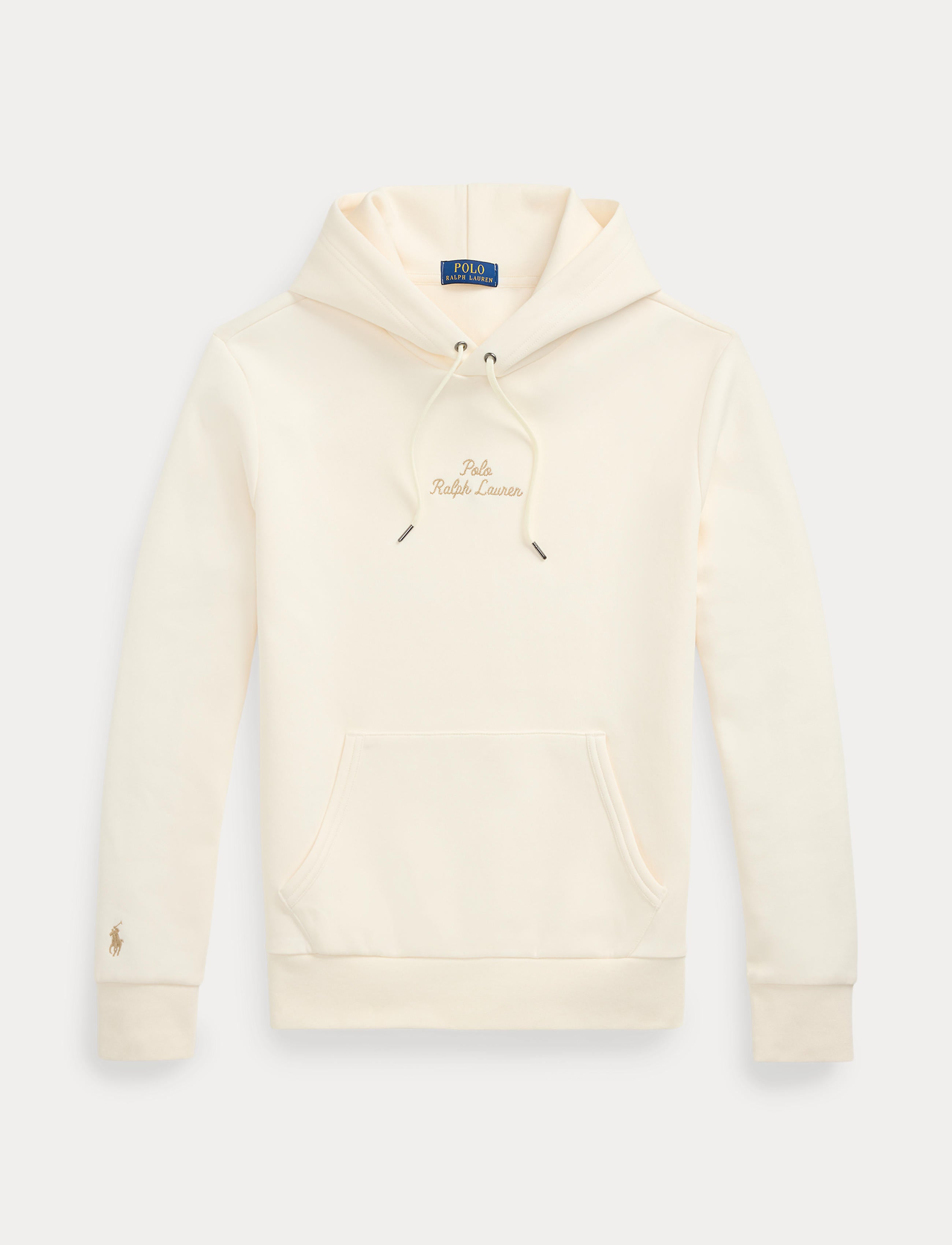 Men's Polo Ralph Lauren Logo Double-Knit Hoodie Pale Cream