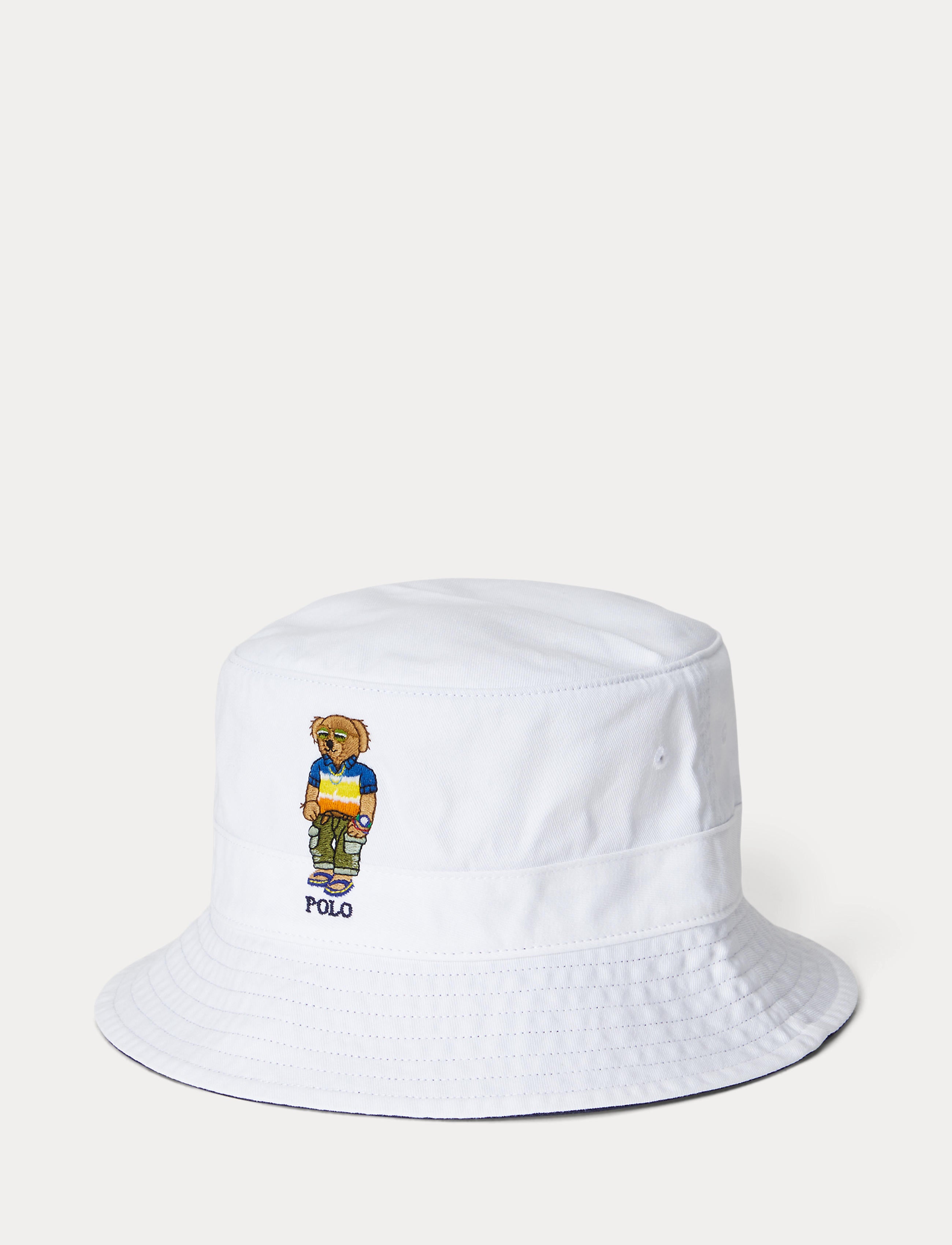 Men's Polo Ralph Lauren Polo Bear Twill Bucket Hat White