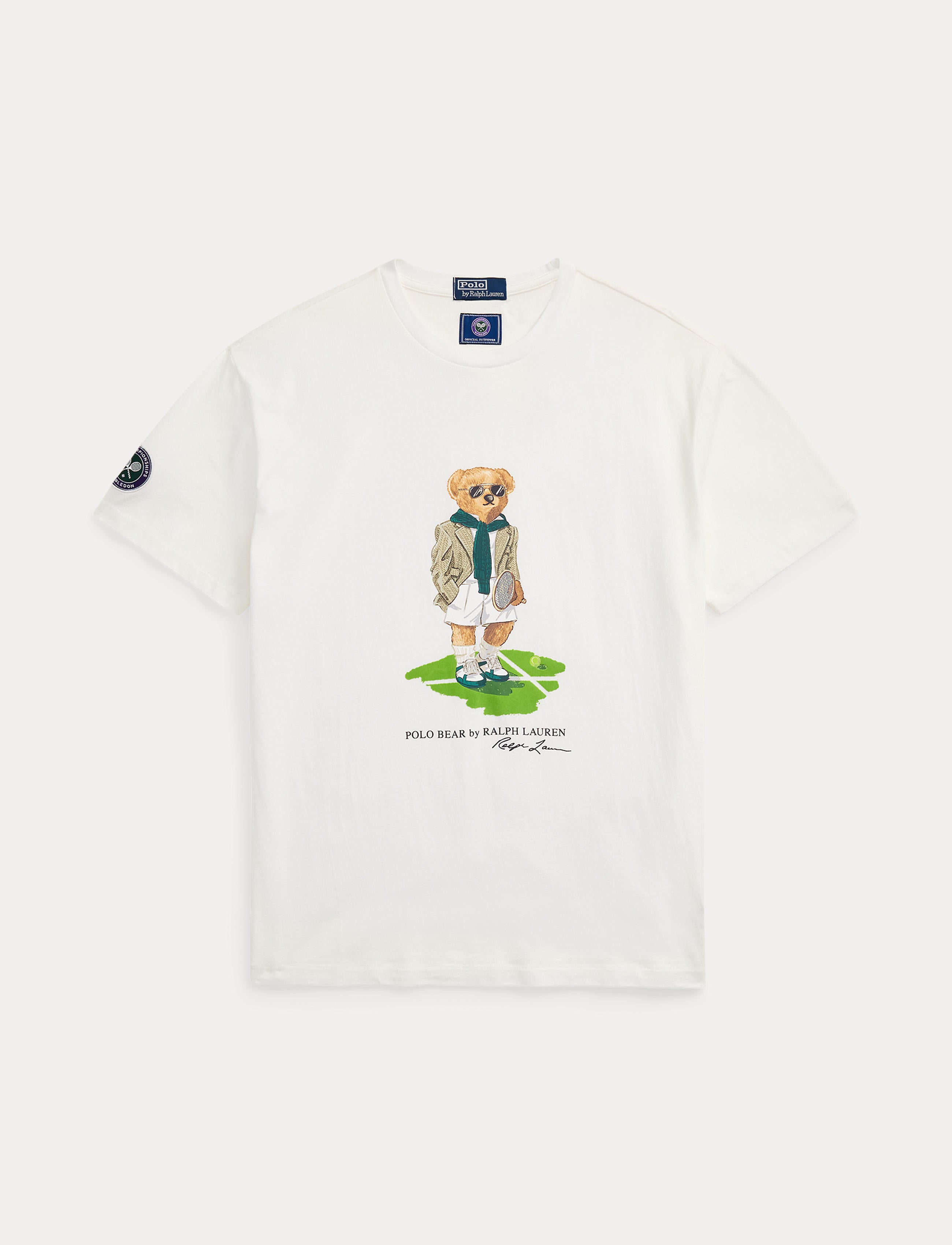 Men's Polo Ralph Lauren Classic Fit Wimbledon Polo Bear T-Shirt White