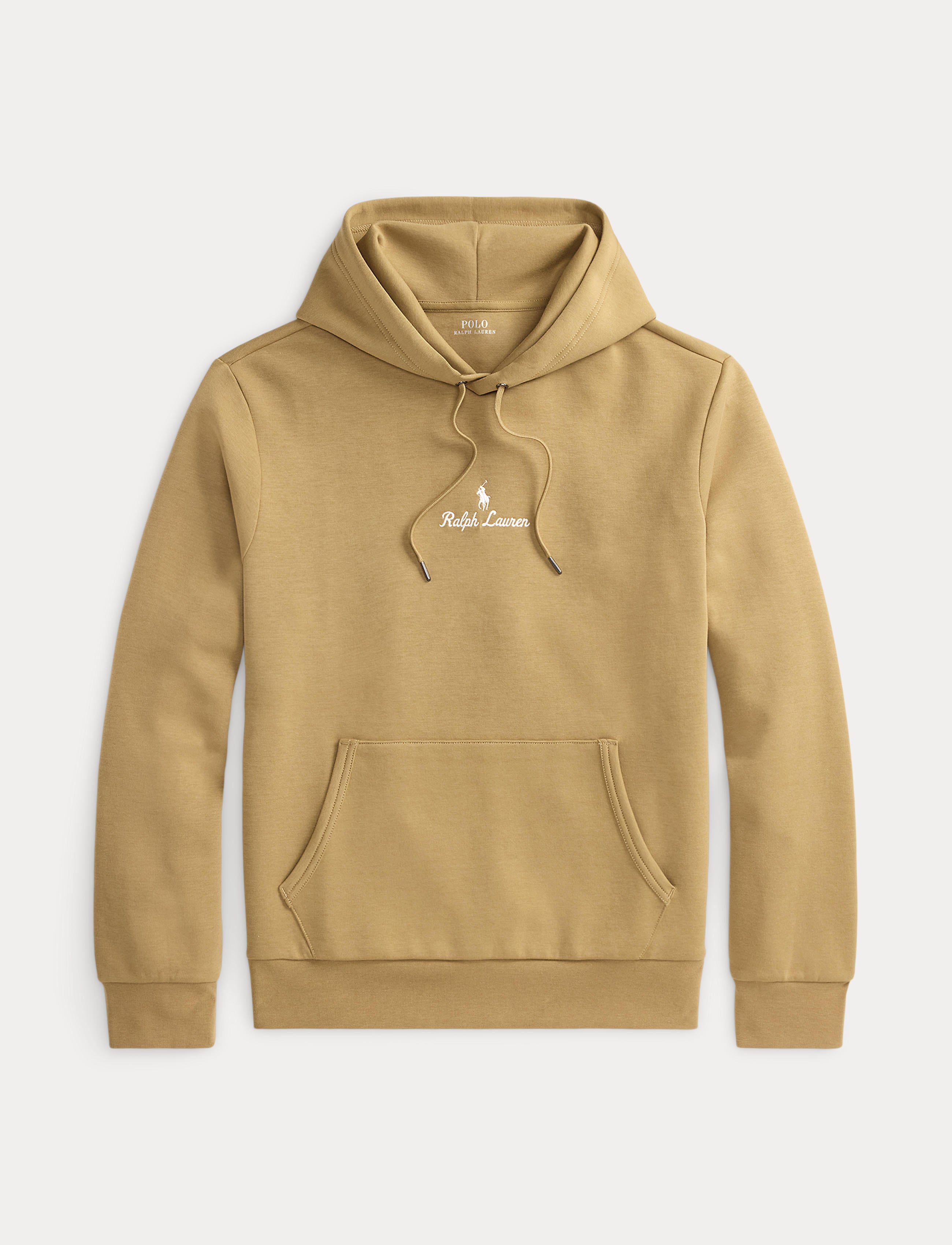 Men's Polo Ralph Lauren Logo Double-Knit Hoodie Desert Tan