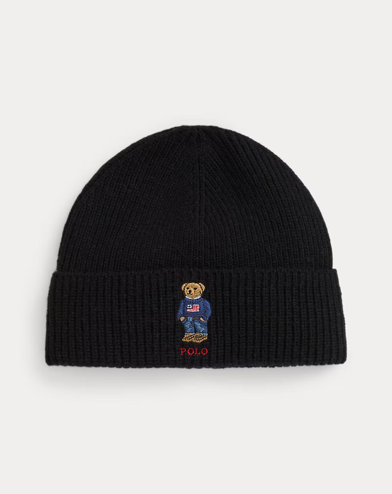 Unisex Polo Ralph Lauren Bear Rib Knit Beanie Black