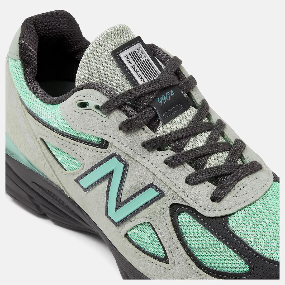 Men's New Balance Made in USA 990v4 Silver Moss With Bright Mint