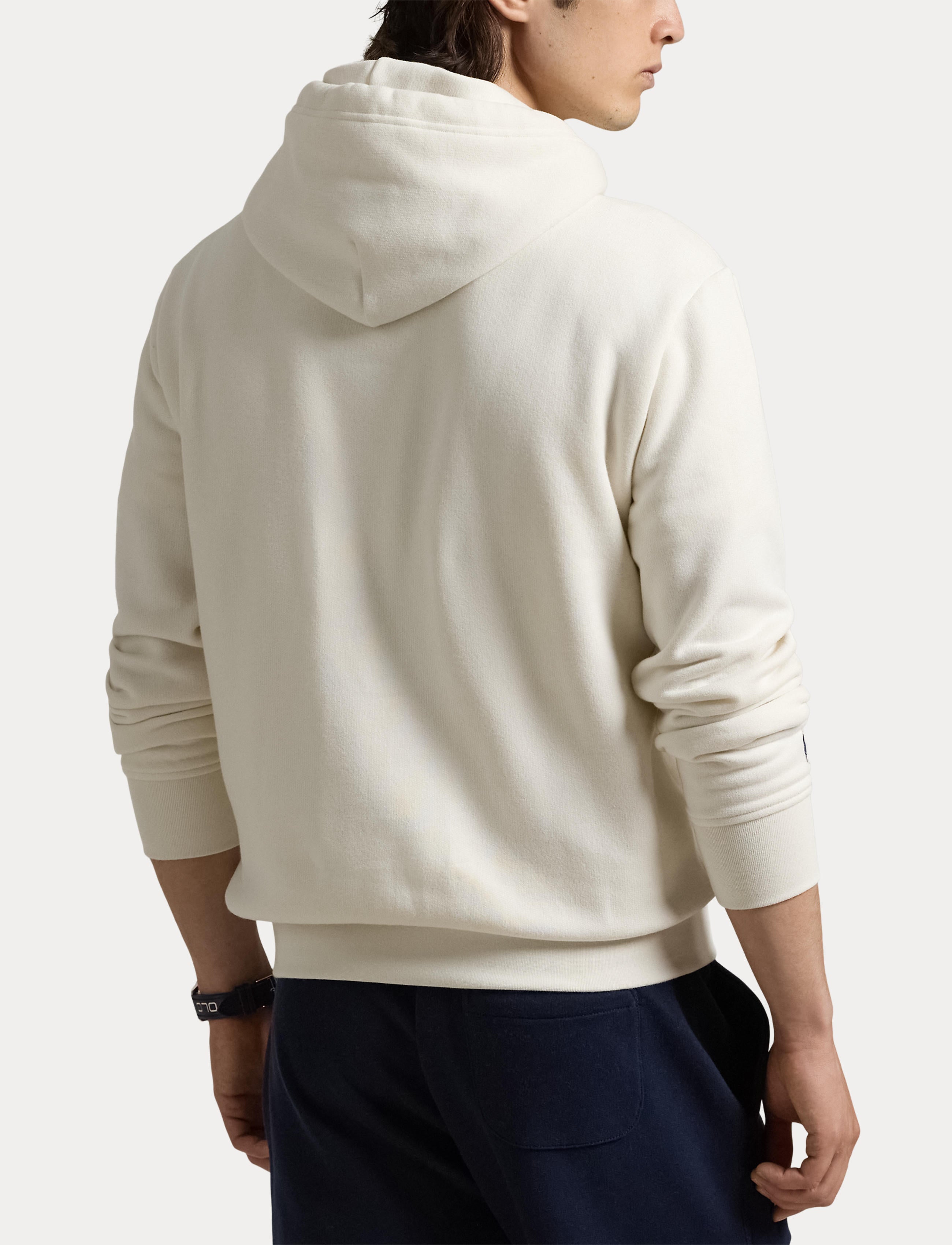 Men's Polo Ralph Lauren Logo Patch Hoodie Antique Cream