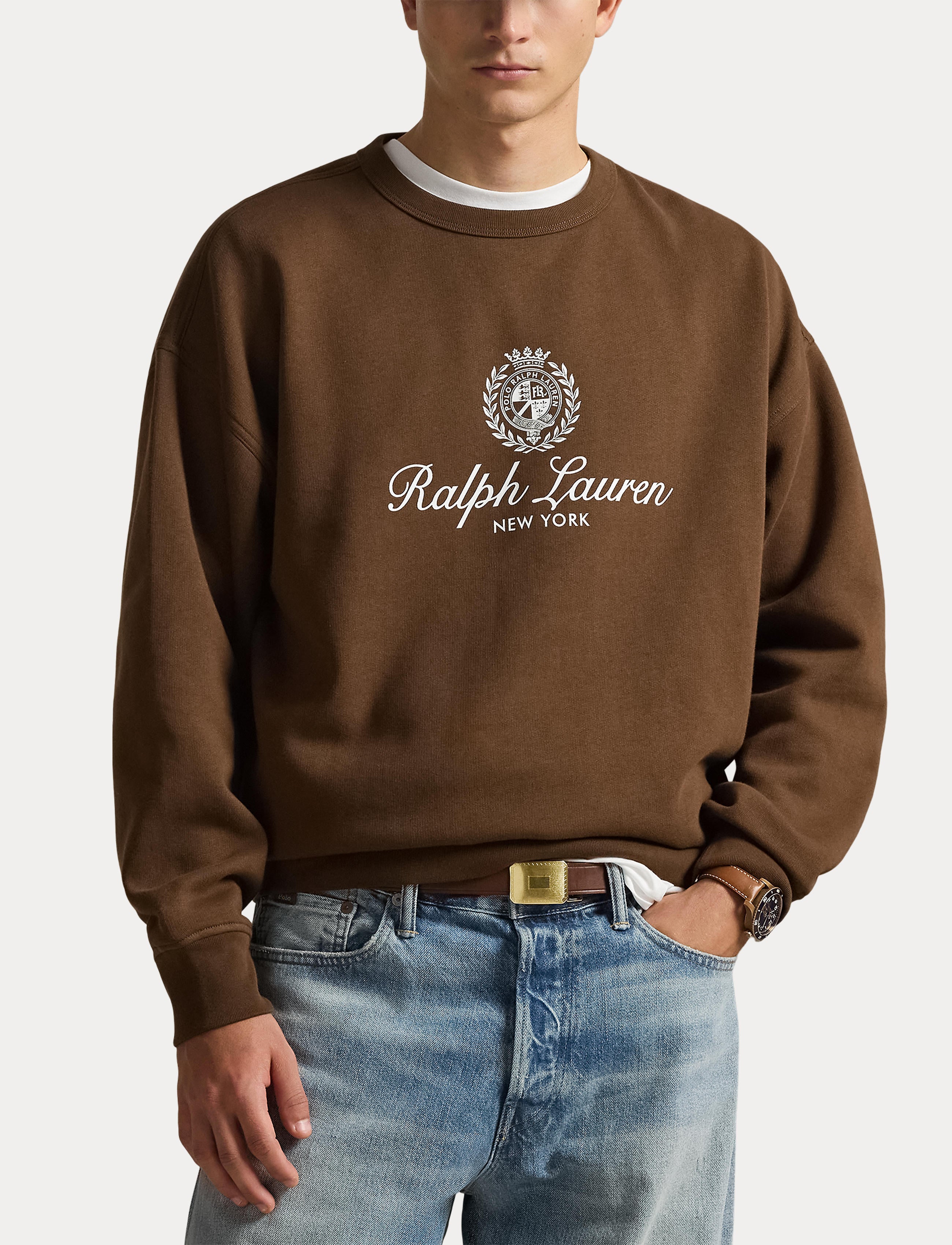 Men's Polo Ralph Lauren Relaxed Fit Fleece Graphic Sweatshirt Branch Brown