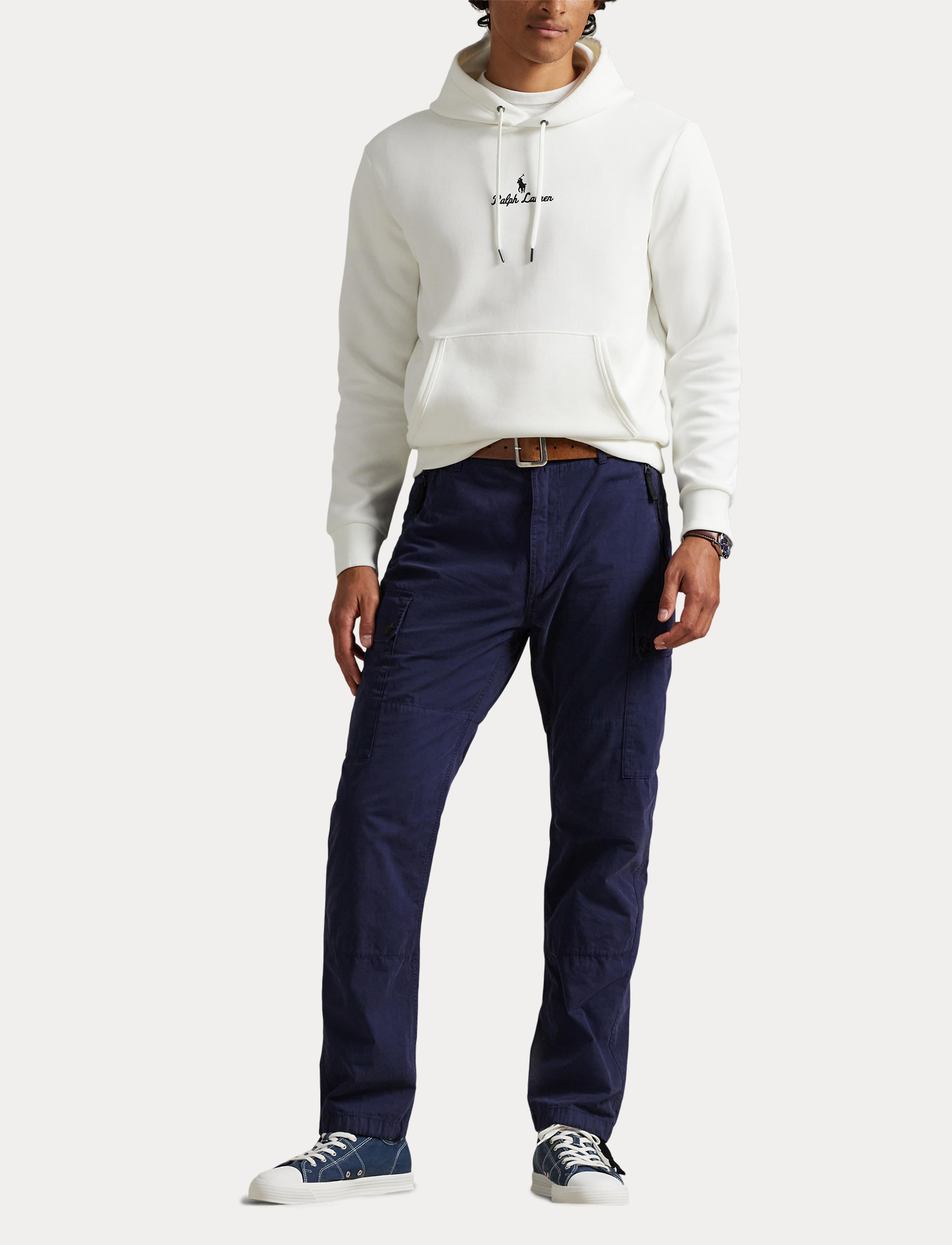 Men's Polo Ralph Lauren Logo Double-Knit Hoodie White