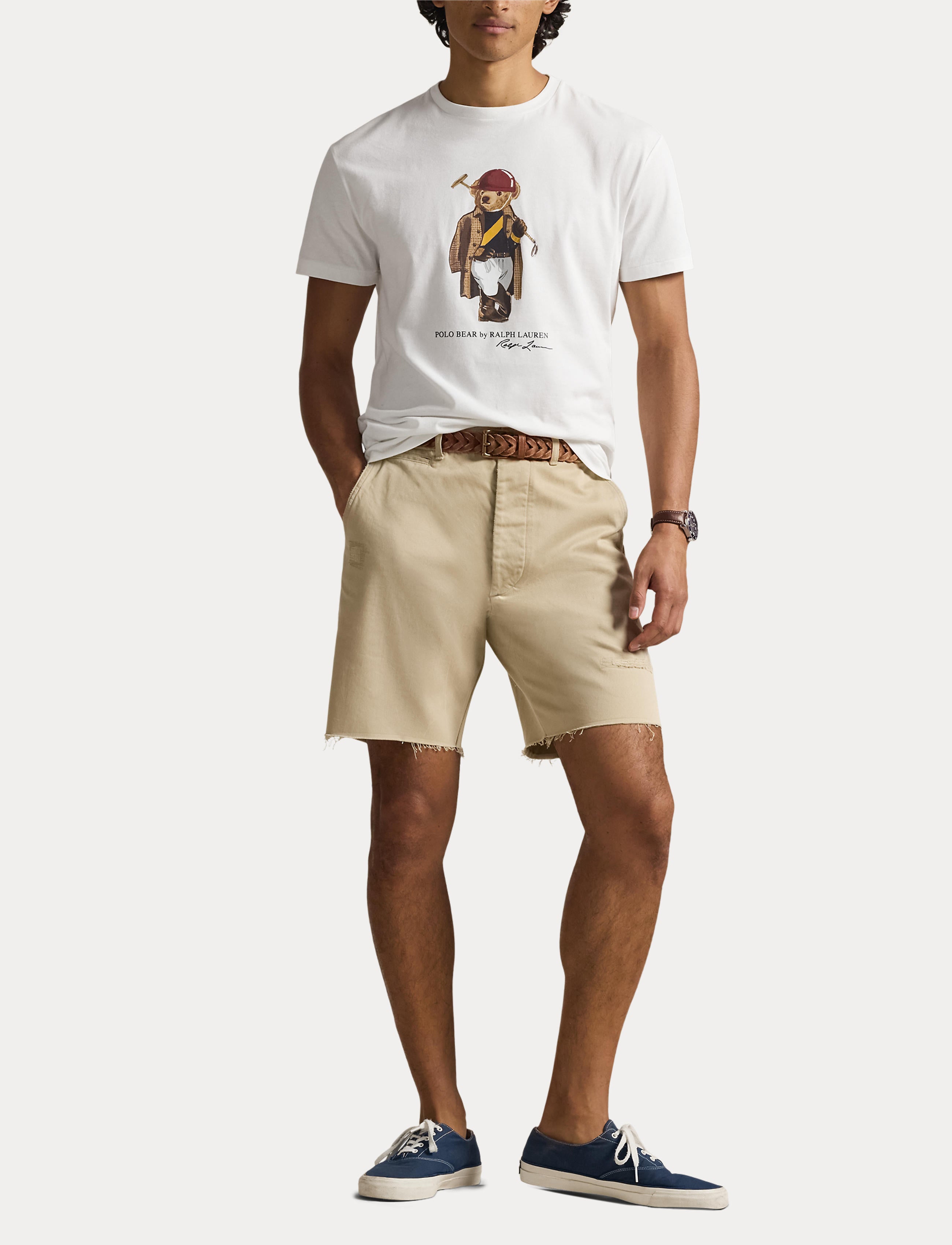 Men's Polo Ralph Lauren Classic Fit Polo Bear Jersey T-Shirt White Society Bear